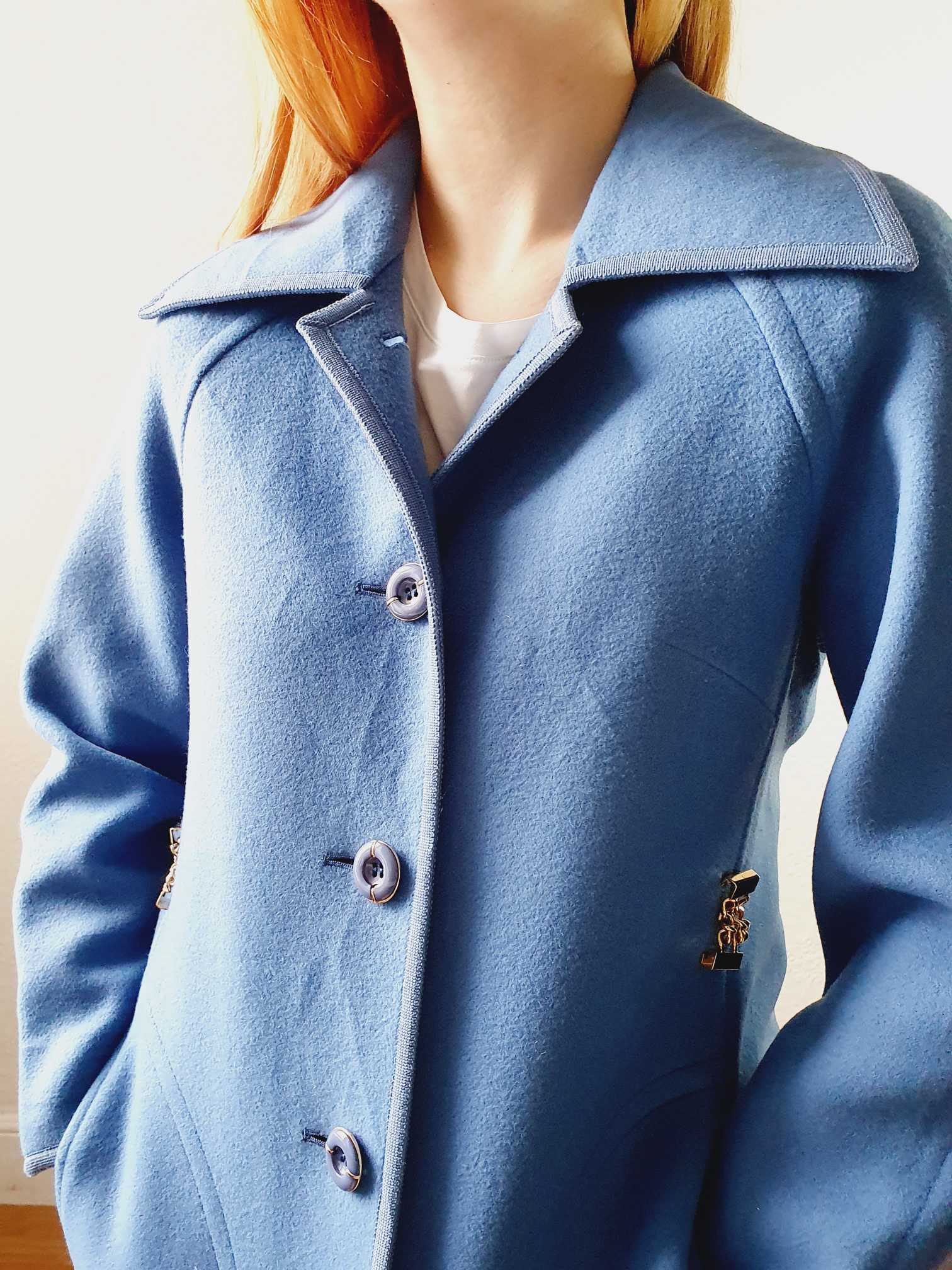 Vintage 70s Classic Cut Blue Wool Coat - XS/S - Image 5