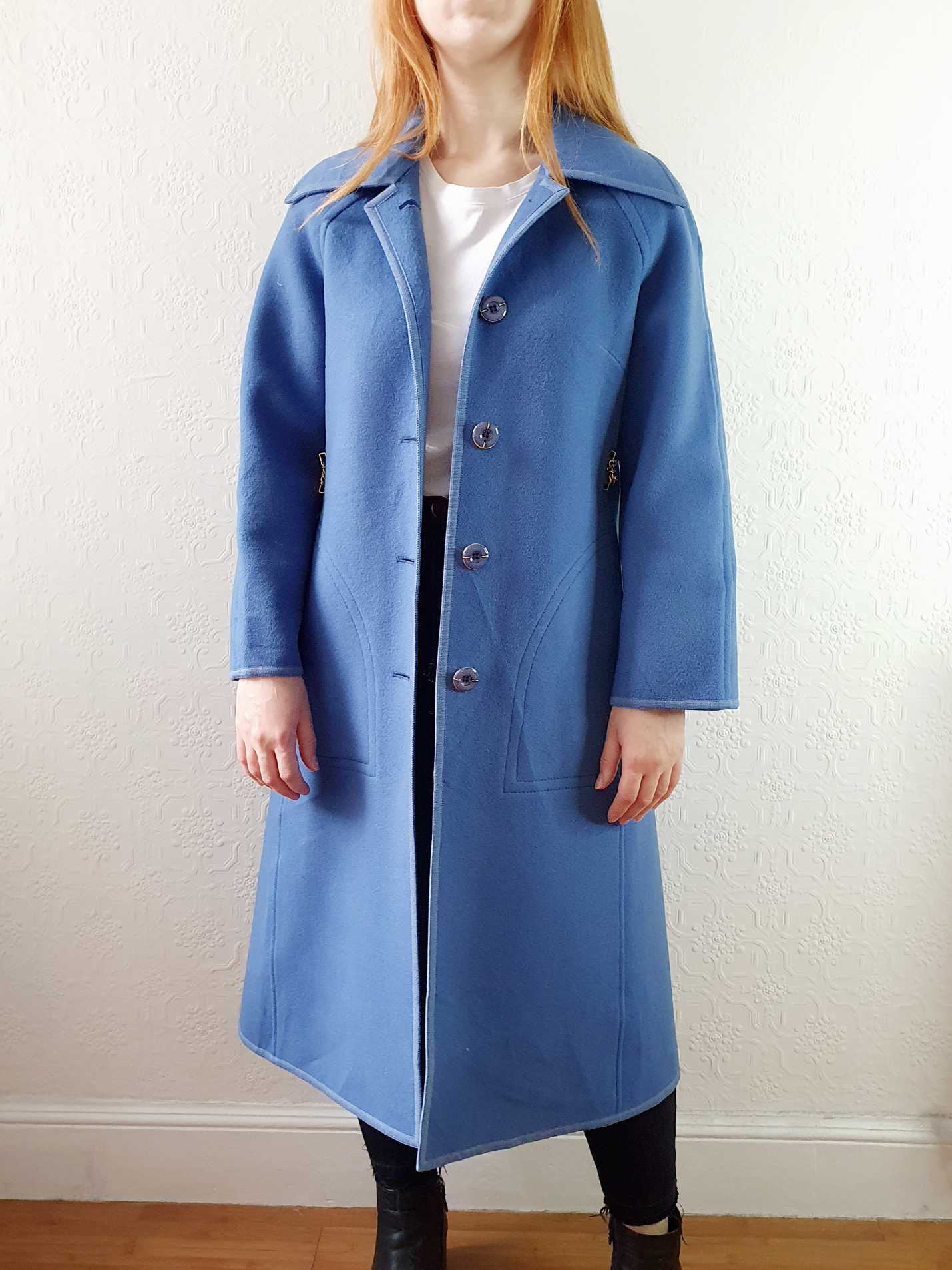 Vintage 70s Classic Cut Blue Wool Coat - XS/S - Image 6