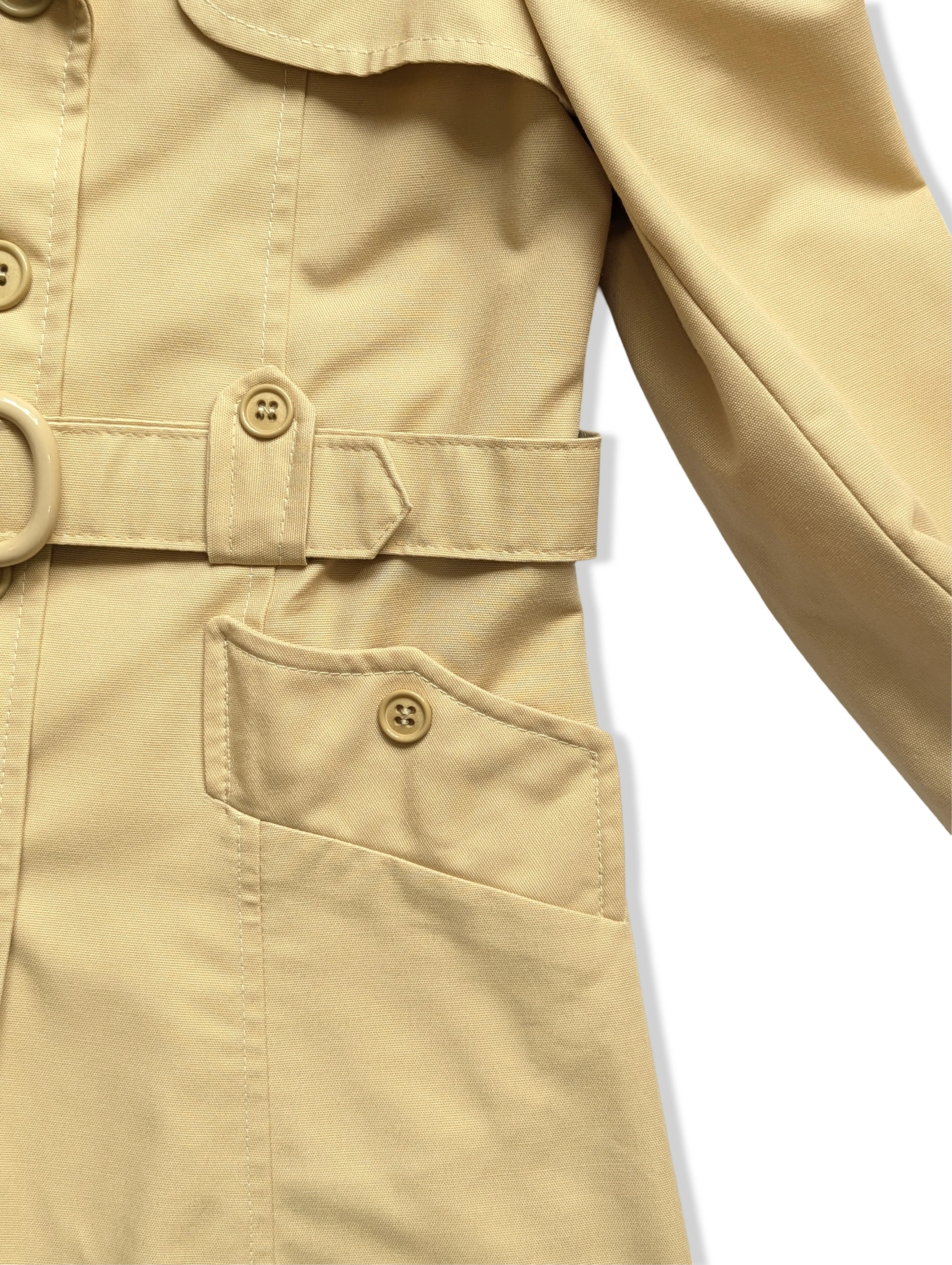 Vintage 70s Cream Trench Coat with Belt - XXS - Image 3