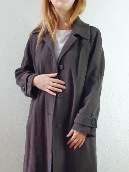 Vintage 70s Dark Brown Pure Wool Single Breasted Dress Coat - S