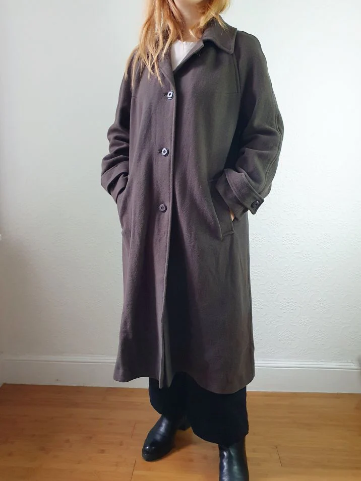 Vintage 70s Dark Brown Pure Wool Single Breasted Dress Coat - S - Image 11