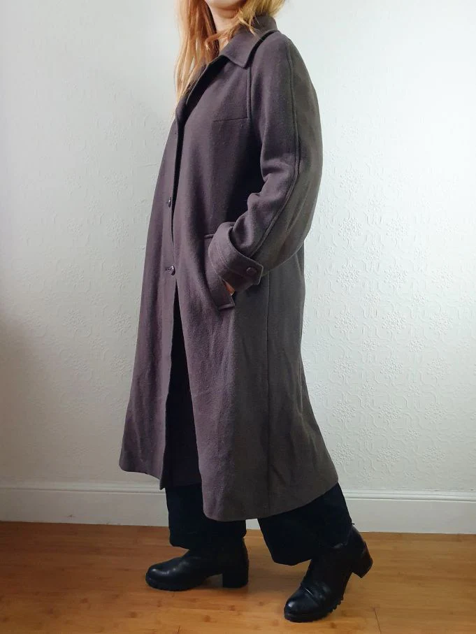 Vintage 70s Dark Brown Pure Wool Single Breasted Dress Coat - S - Image 12