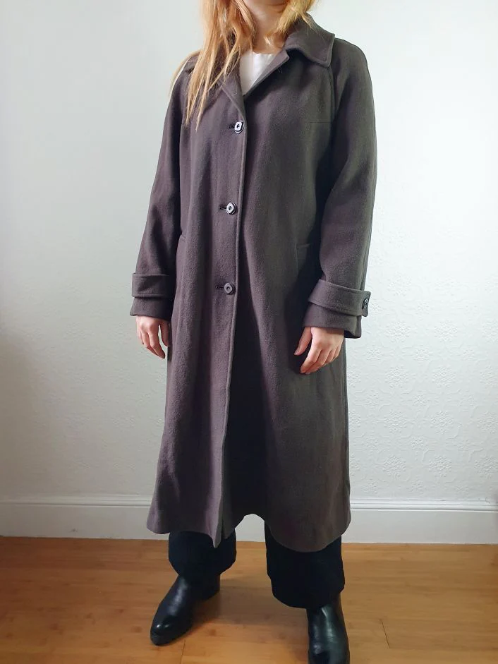 Vintage 70s Dark Brown Pure Wool Single Breasted Dress Coat - S - Image 13