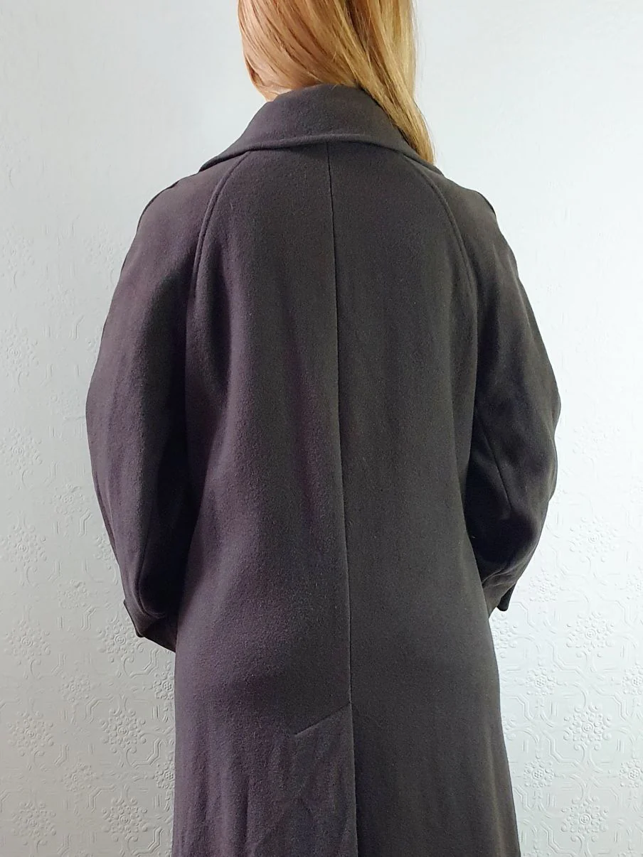 Vintage 70s Dark Brown Pure Wool Single Breasted Dress Coat - S - Image 15