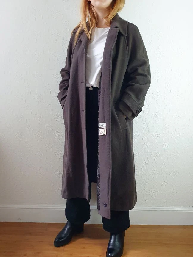 Vintage 70s Dark Brown Pure Wool Single Breasted Dress Coat - S - Image 2