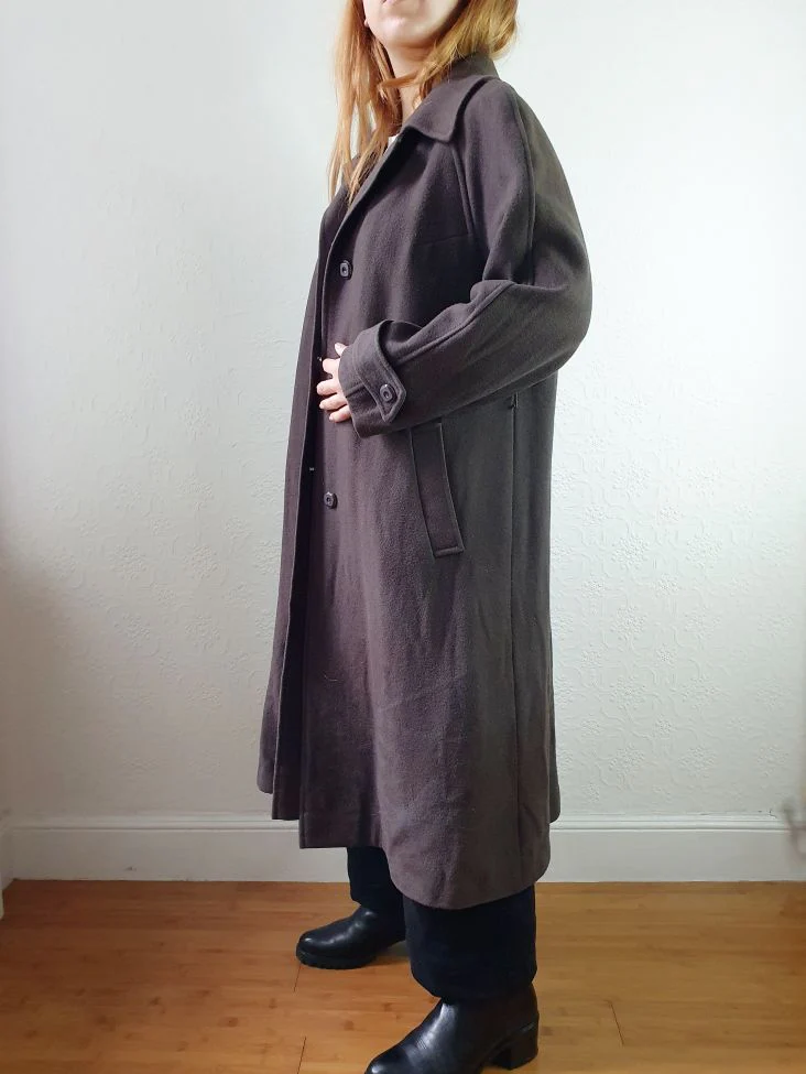 Vintage 70s Dark Brown Pure Wool Single Breasted Dress Coat - S - Image 4
