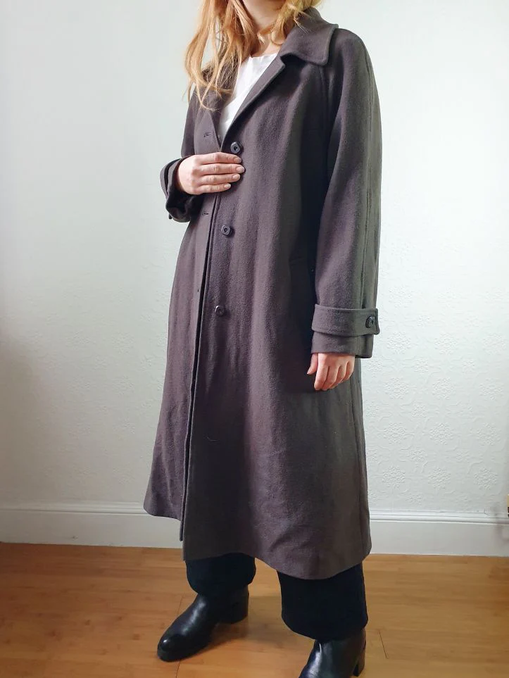 Vintage 70s Dark Brown Pure Wool Single Breasted Dress Coat - S - Image 7