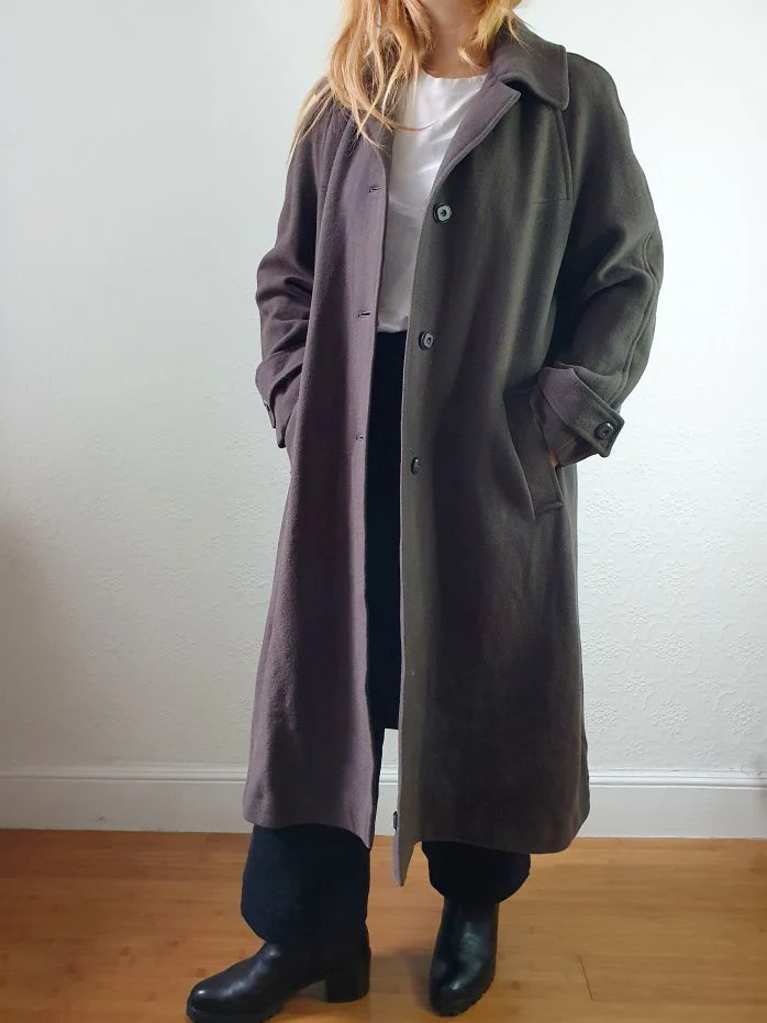 Vintage 70s Dark Brown Pure Wool Single Breasted Dress Coat - S - Image 8
