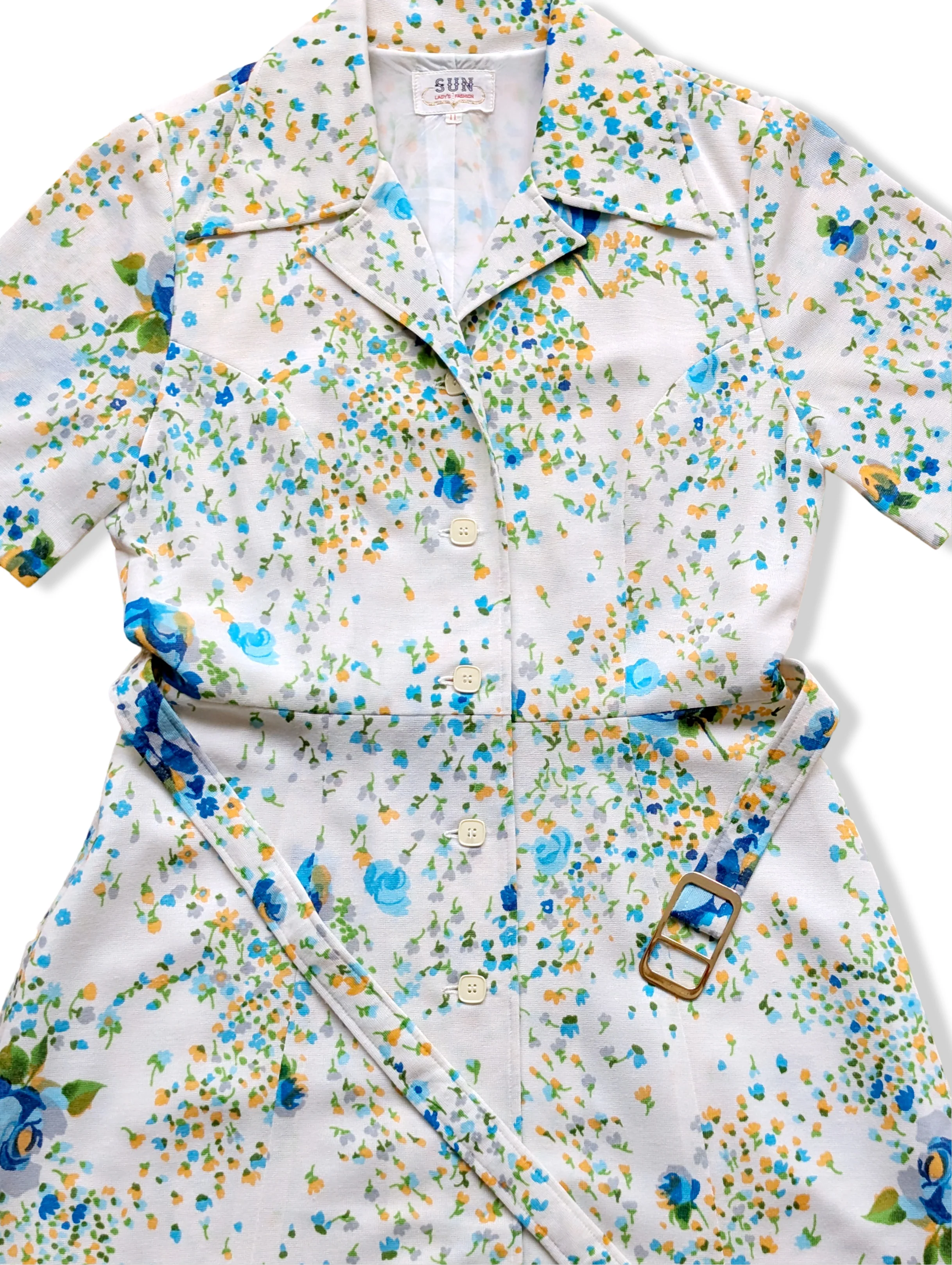 Vintage 70s Floral Print Midi Tea Dress - S - Image 5