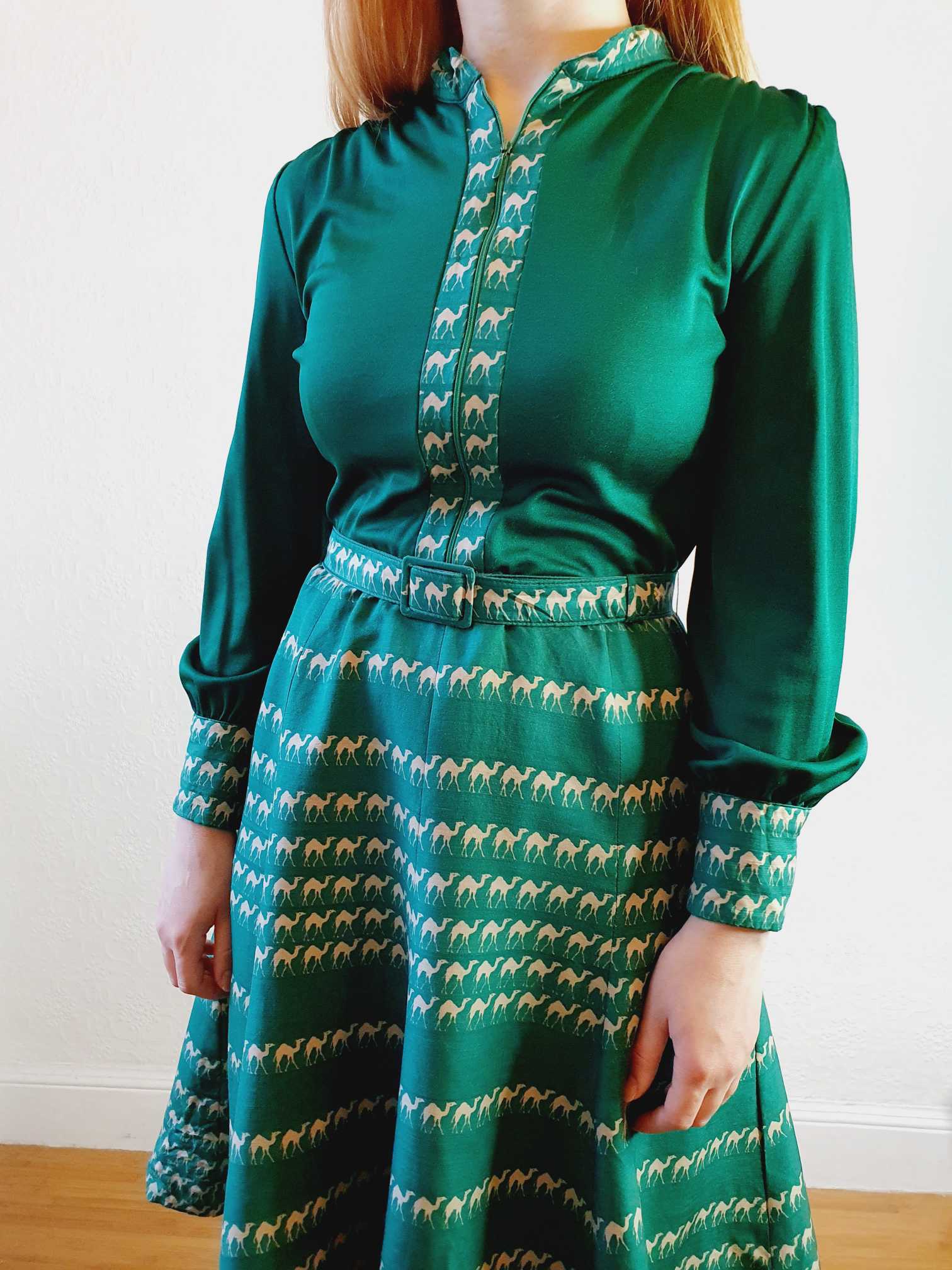 Vintage 70s Green Designer Dress - XS/S - Image 10