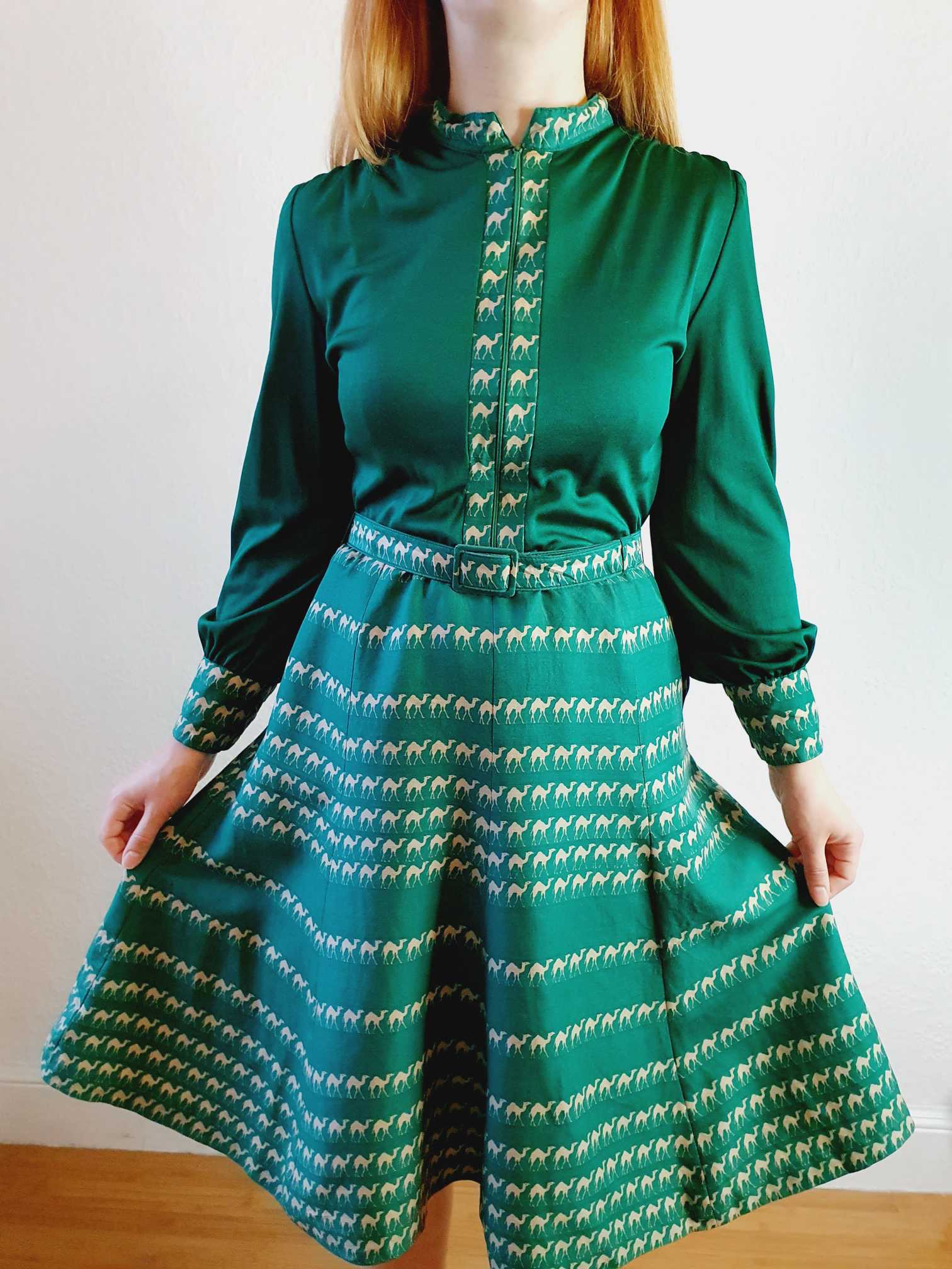 Vintage 70s Green Designer Dress - XS/S - Image 11