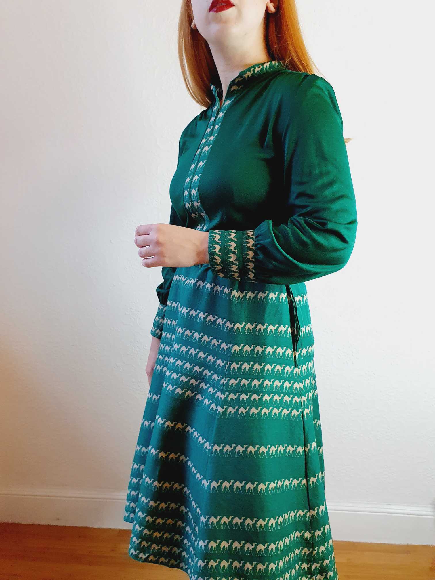 Vintage 70s Green Designer Dress - XS/S - Image 12