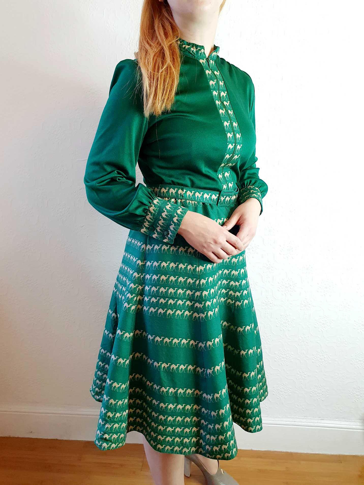 Vintage 70s Green Designer Dress - XS/S - Image 3