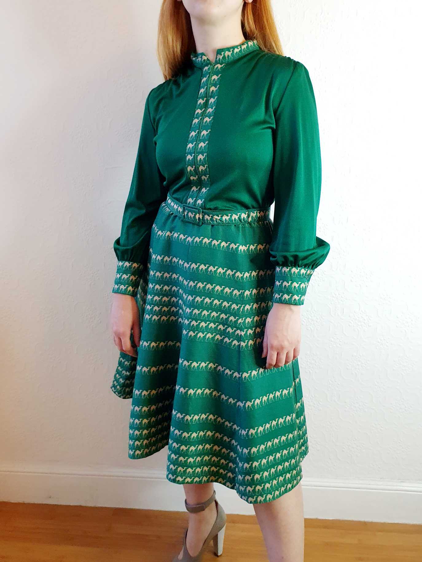 Vintage 70s Green Designer Dress - XS/S - Image 4