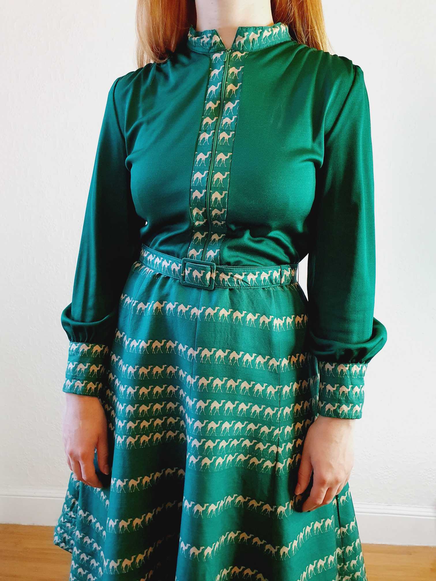 Vintage 70s Green Designer Dress - XS/S - Image 7