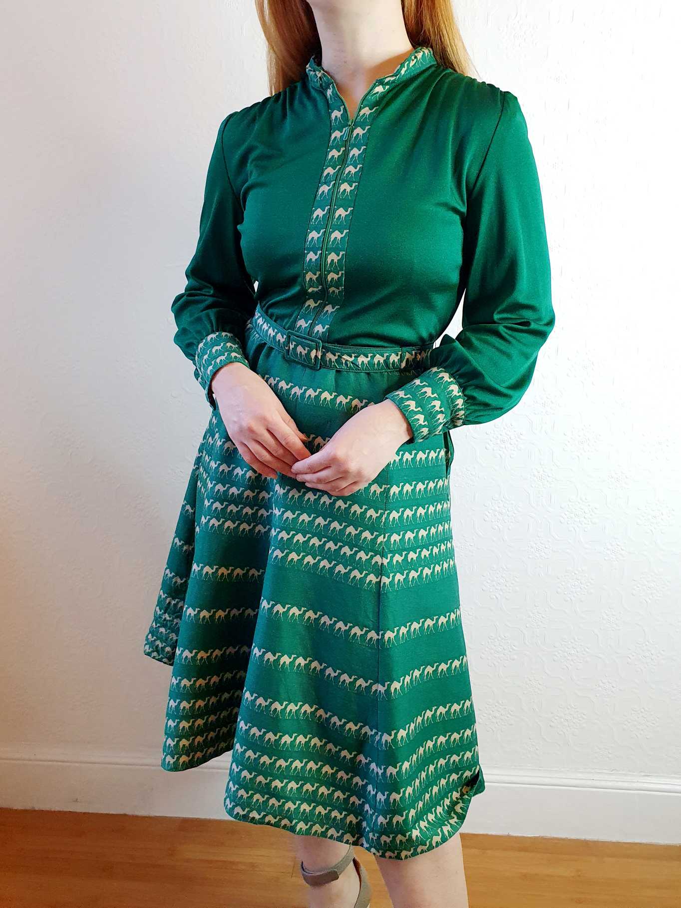 Vintage 70s Green Designer Dress - XS/S - Image 8