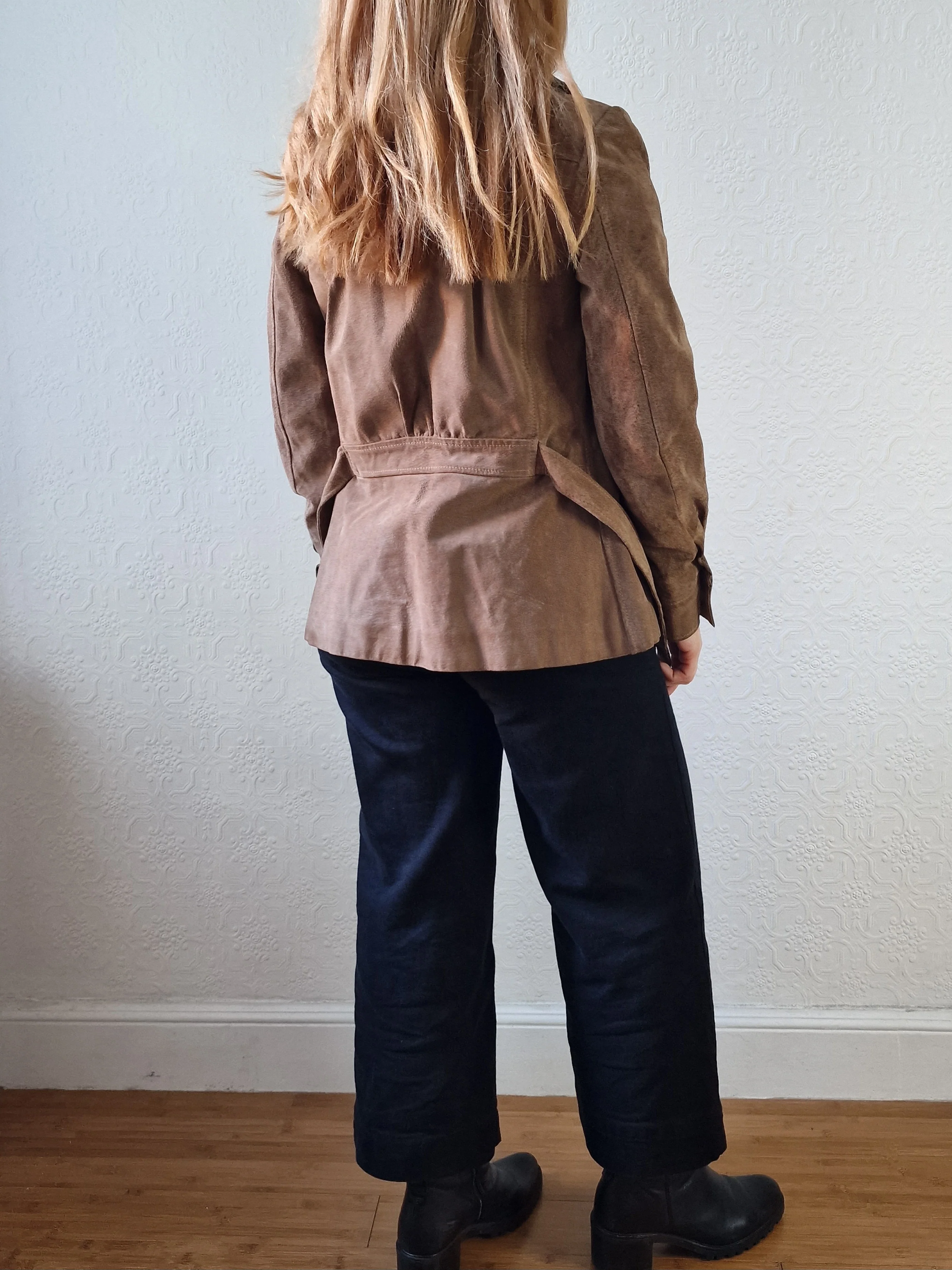 Vintage 70s Grey Brown Genuine Suede Leather Jacket with Belt - XS - Image 6