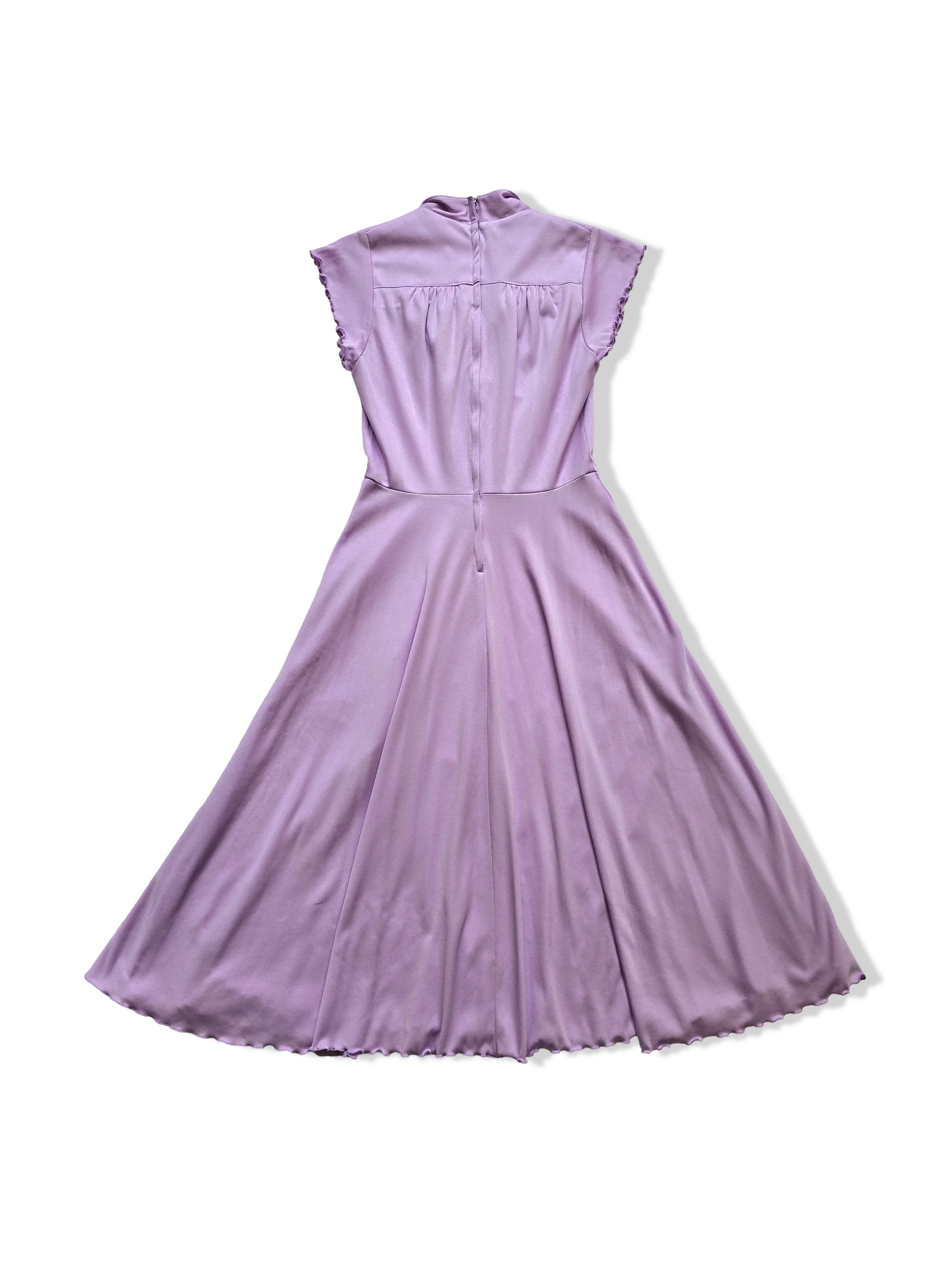Vintage 70s Lilac V-Neck Midi Dress - S - Image 3