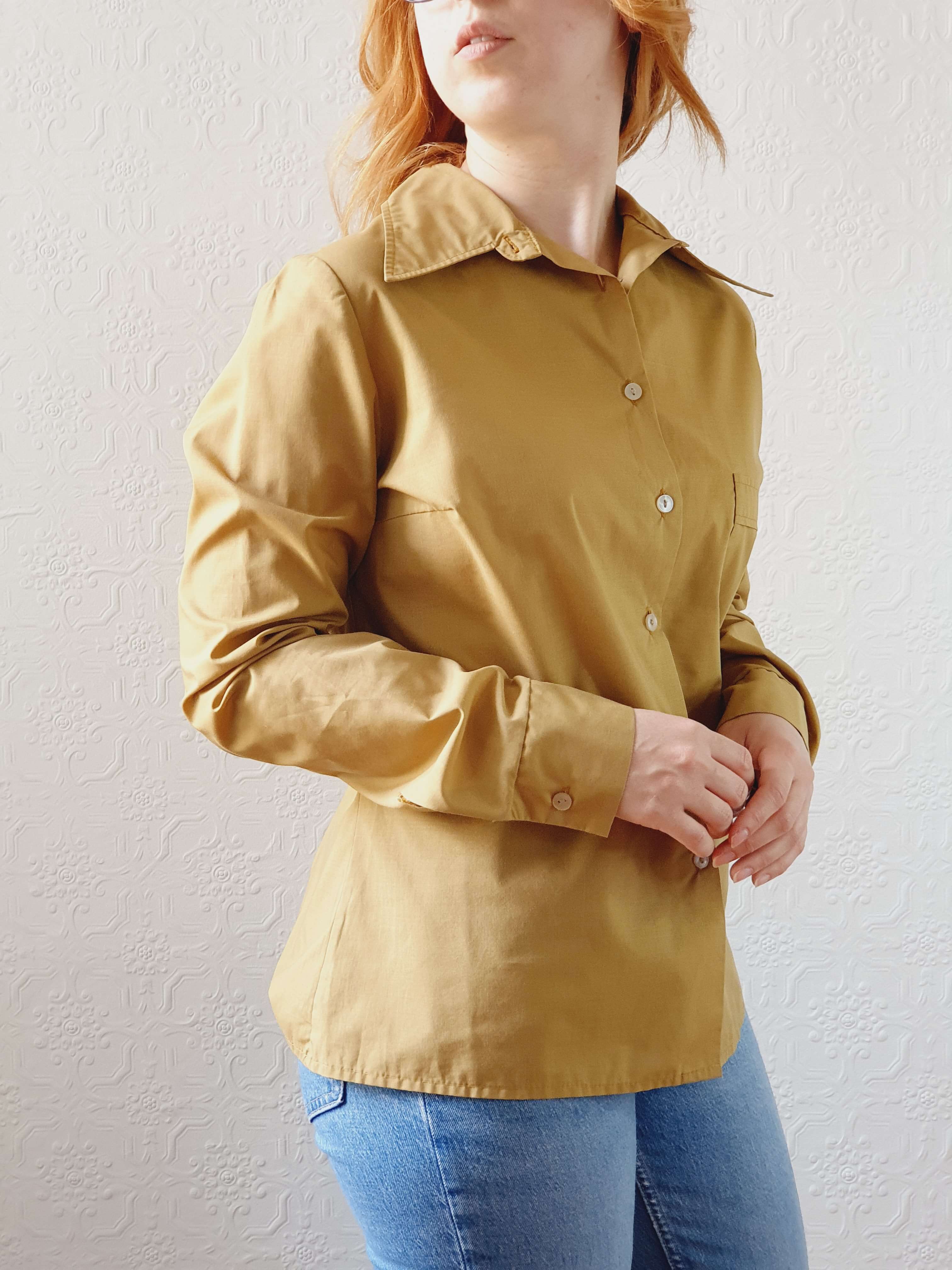 Vintage 70s Mustard Long Sleeve Blouse - L - Image 11