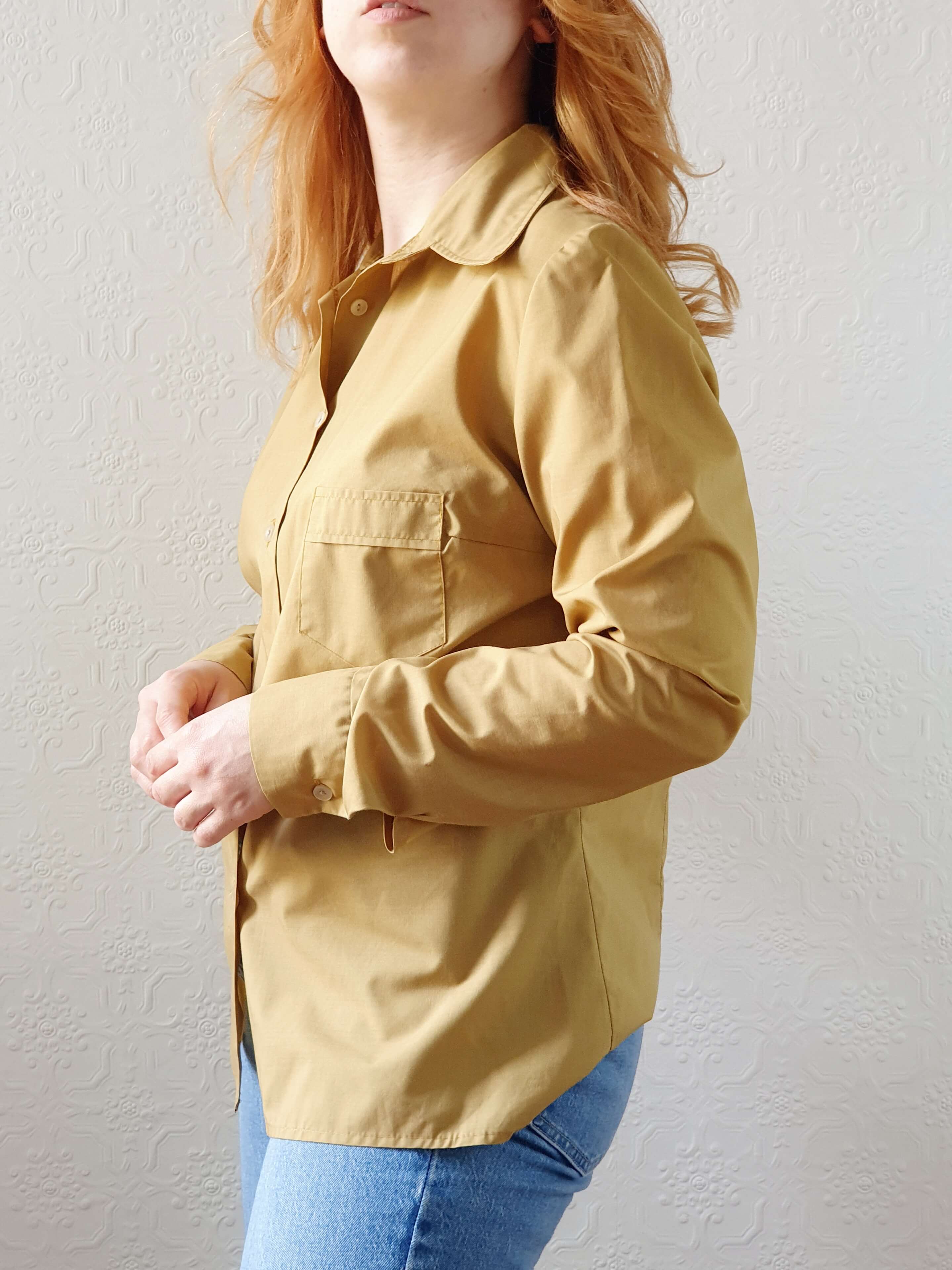Vintage 70s Mustard Long Sleeve Blouse - L - Image 5