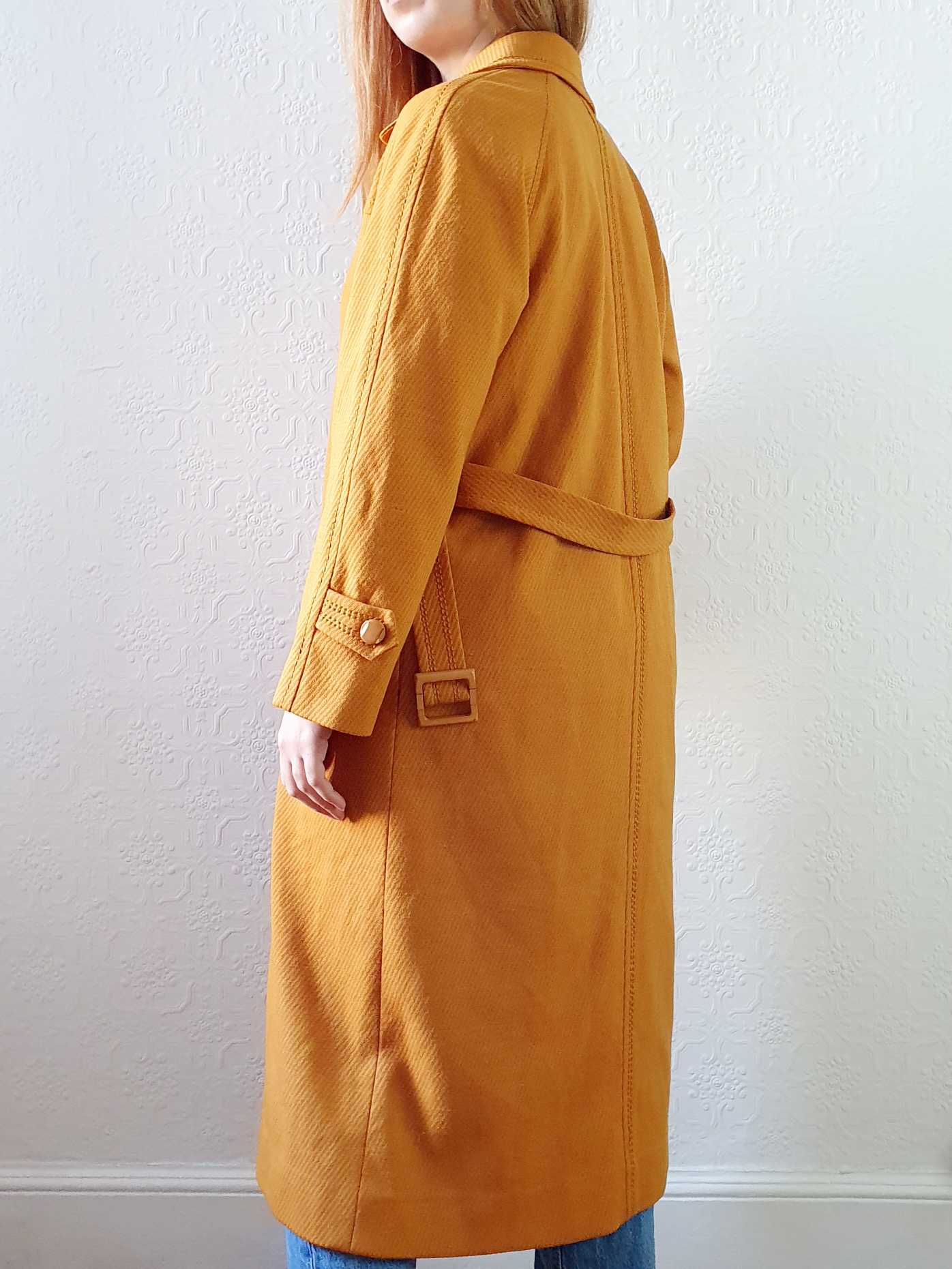 Vintage 70s Mustard Yellow Light Coat with Belt - XS - Image 10
