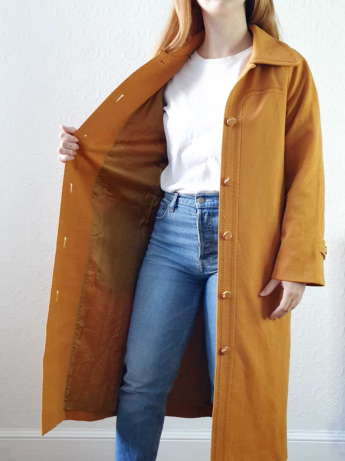 Vintage 70s Mustard Yellow Light Coat with Belt - XS - Image 15