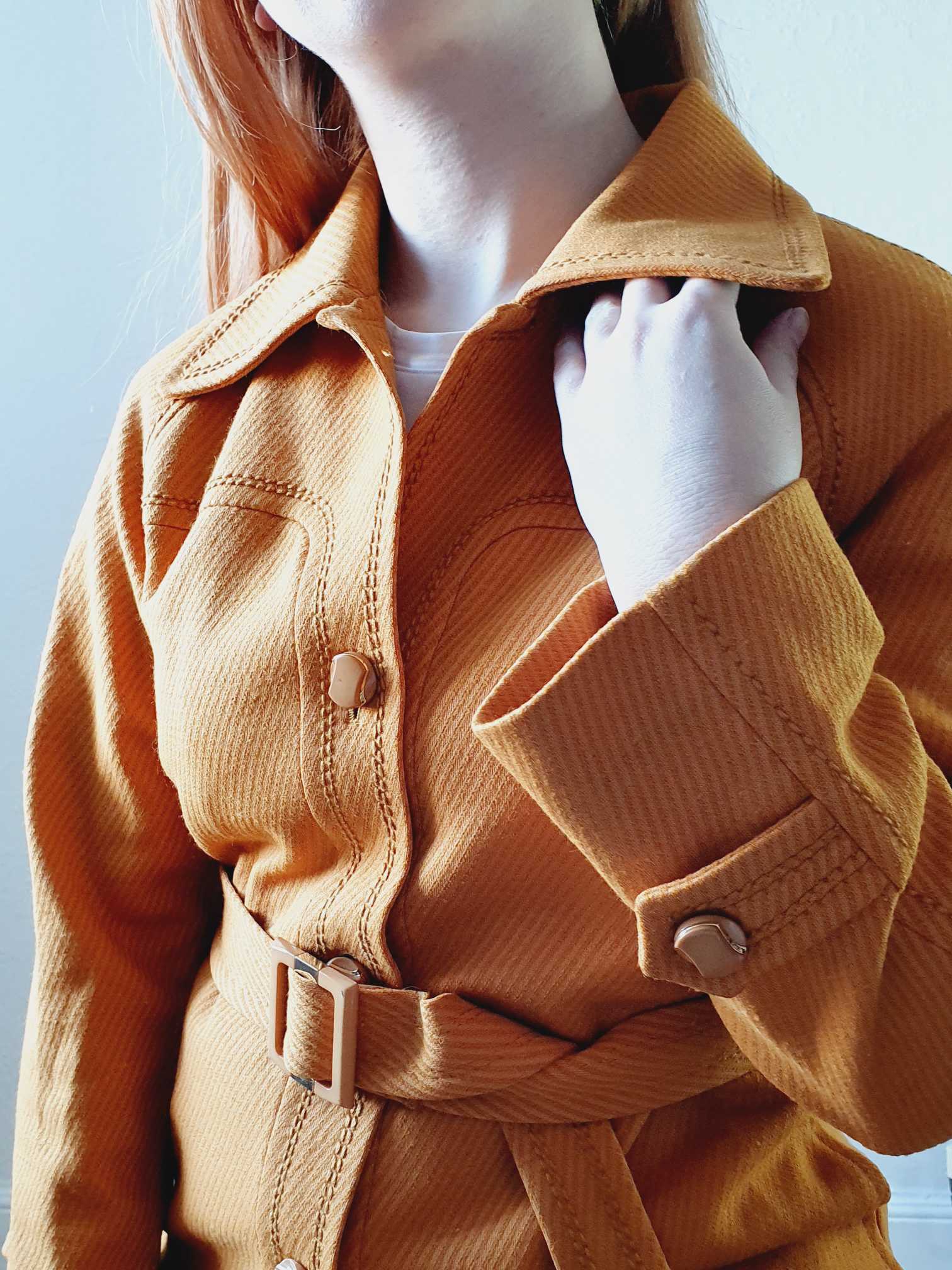 Vintage 70s Mustard Yellow Light Coat with Belt - XS - Image 3