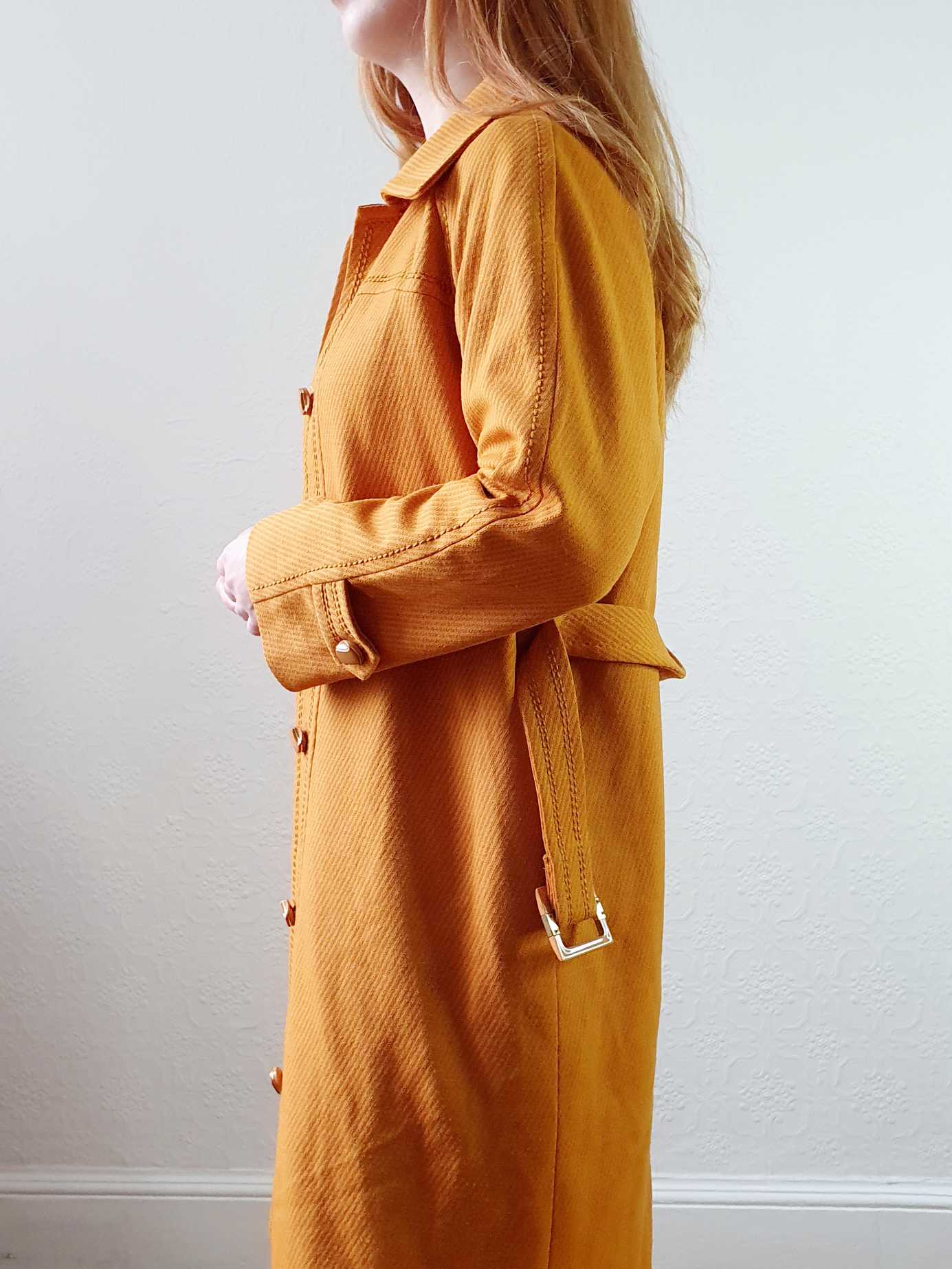 Vintage 70s Mustard Yellow Light Coat with Belt - XS - Image 6