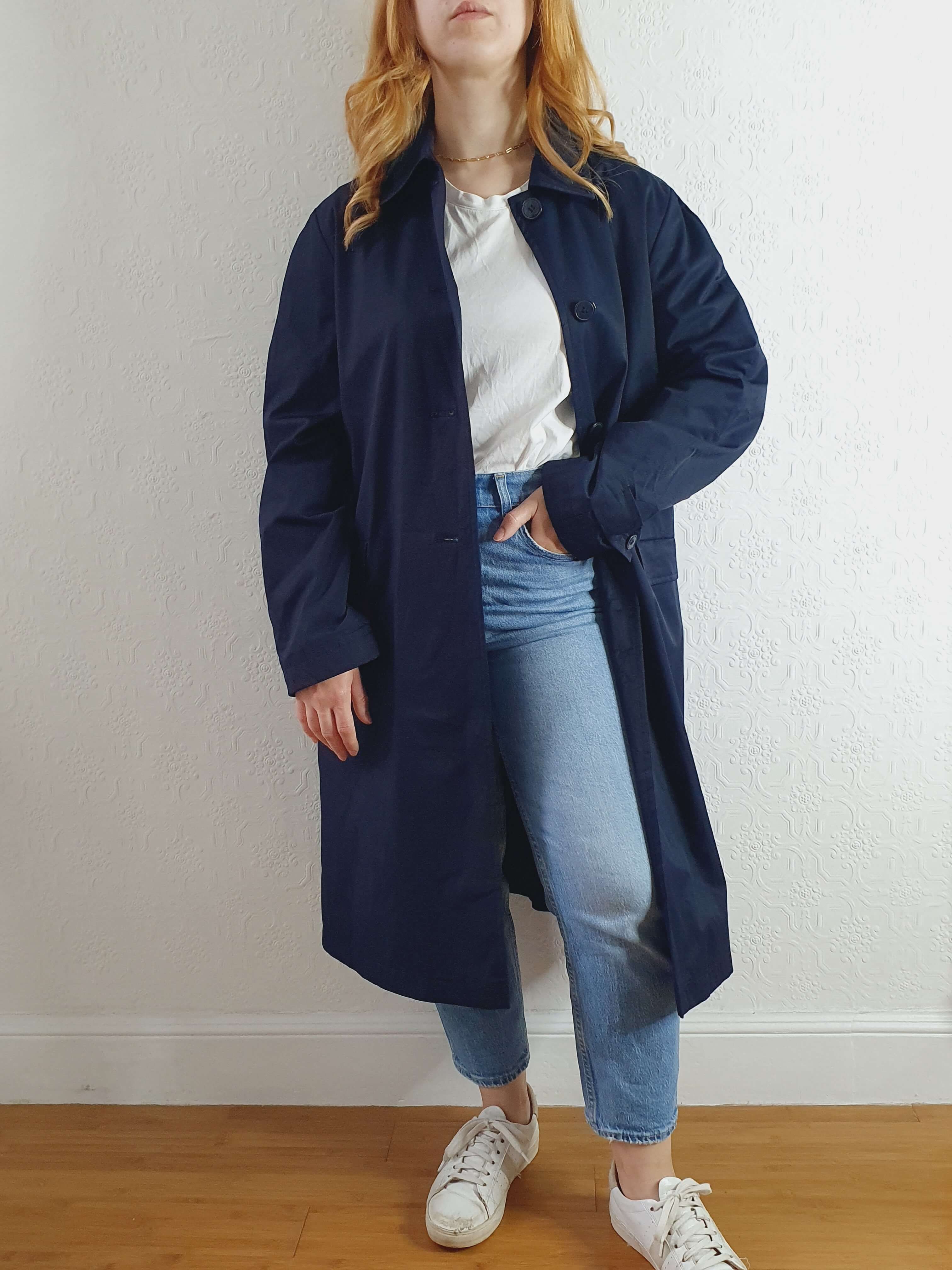 Vintage 70s Navy Single Breasted Trench Coat - M/L