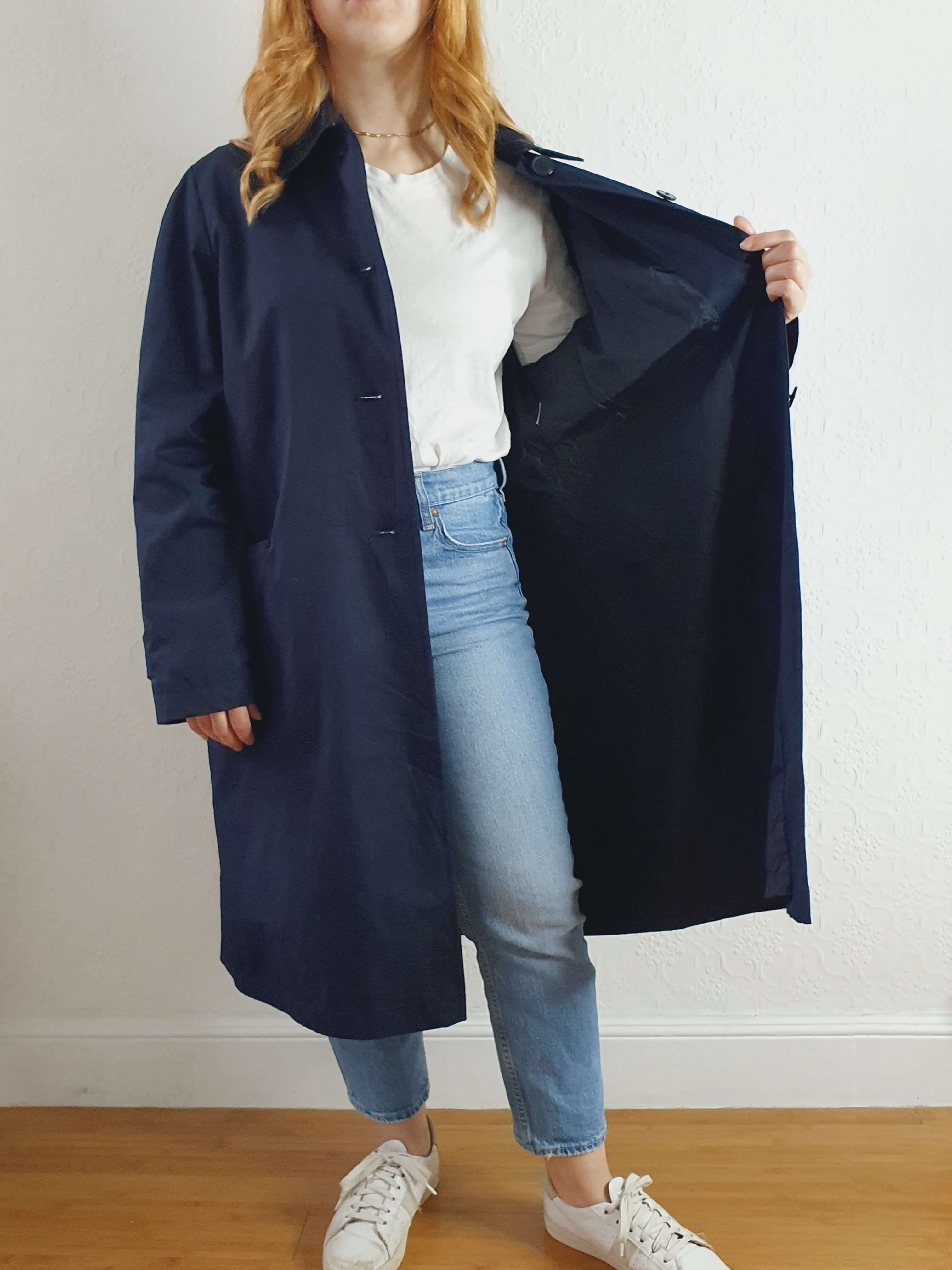 Vintage 70s Navy Single Breasted Trench Coat - M/L - Image 10