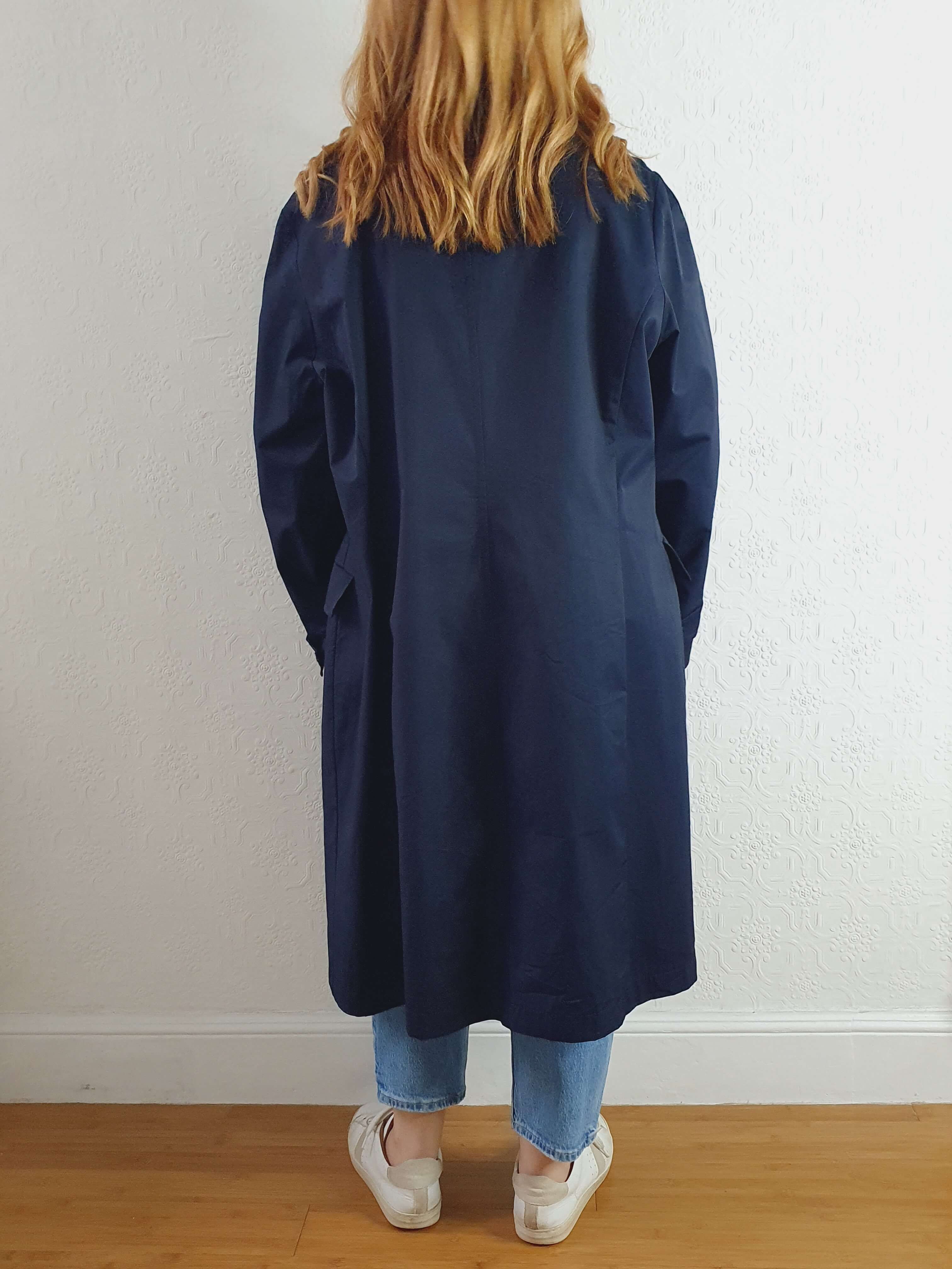 Vintage 70s Navy Single Breasted Trench Coat - M/L - Image 11