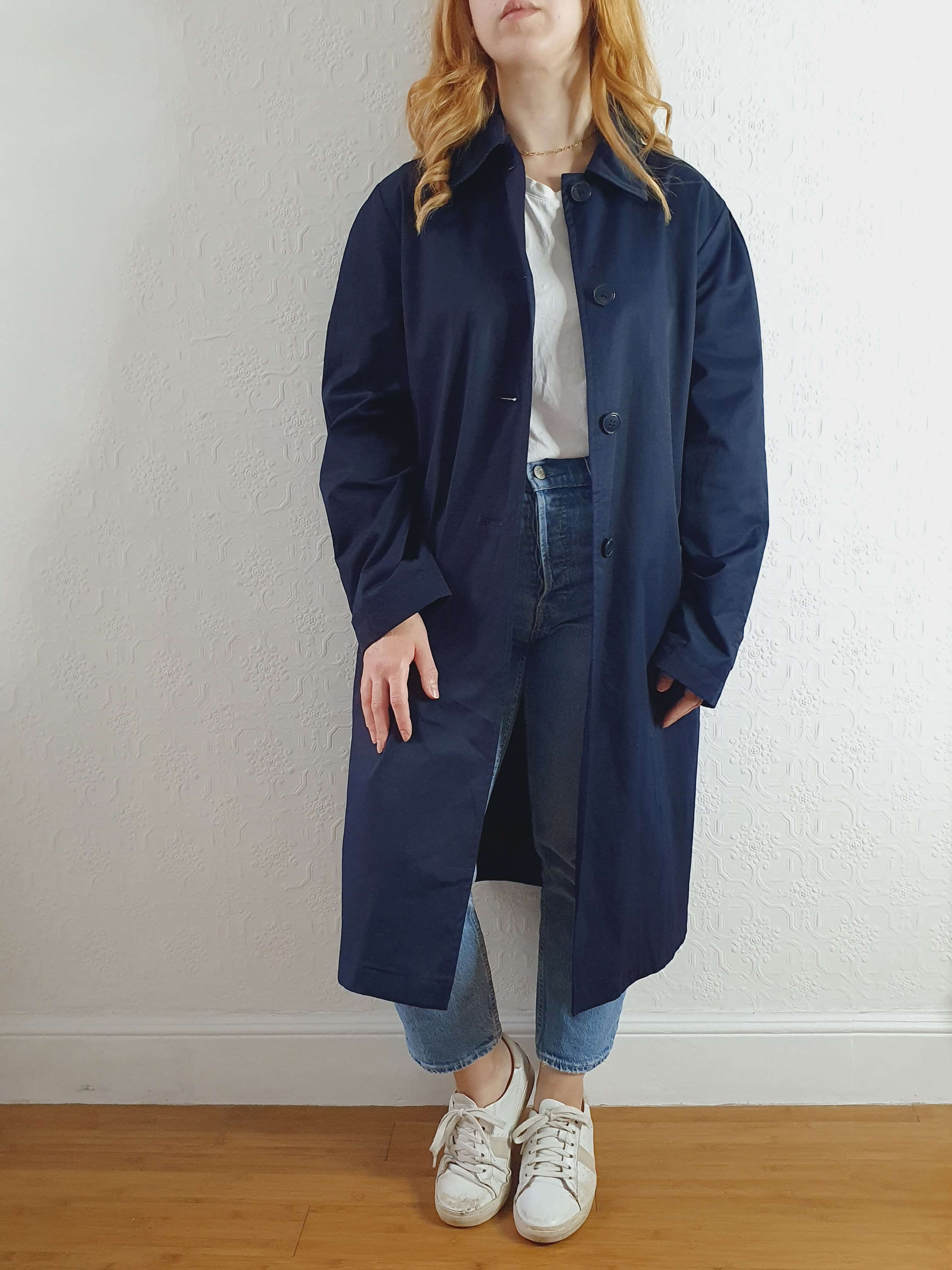 Vintage 70s Navy Single Breasted Trench Coat - M/L - Image 3