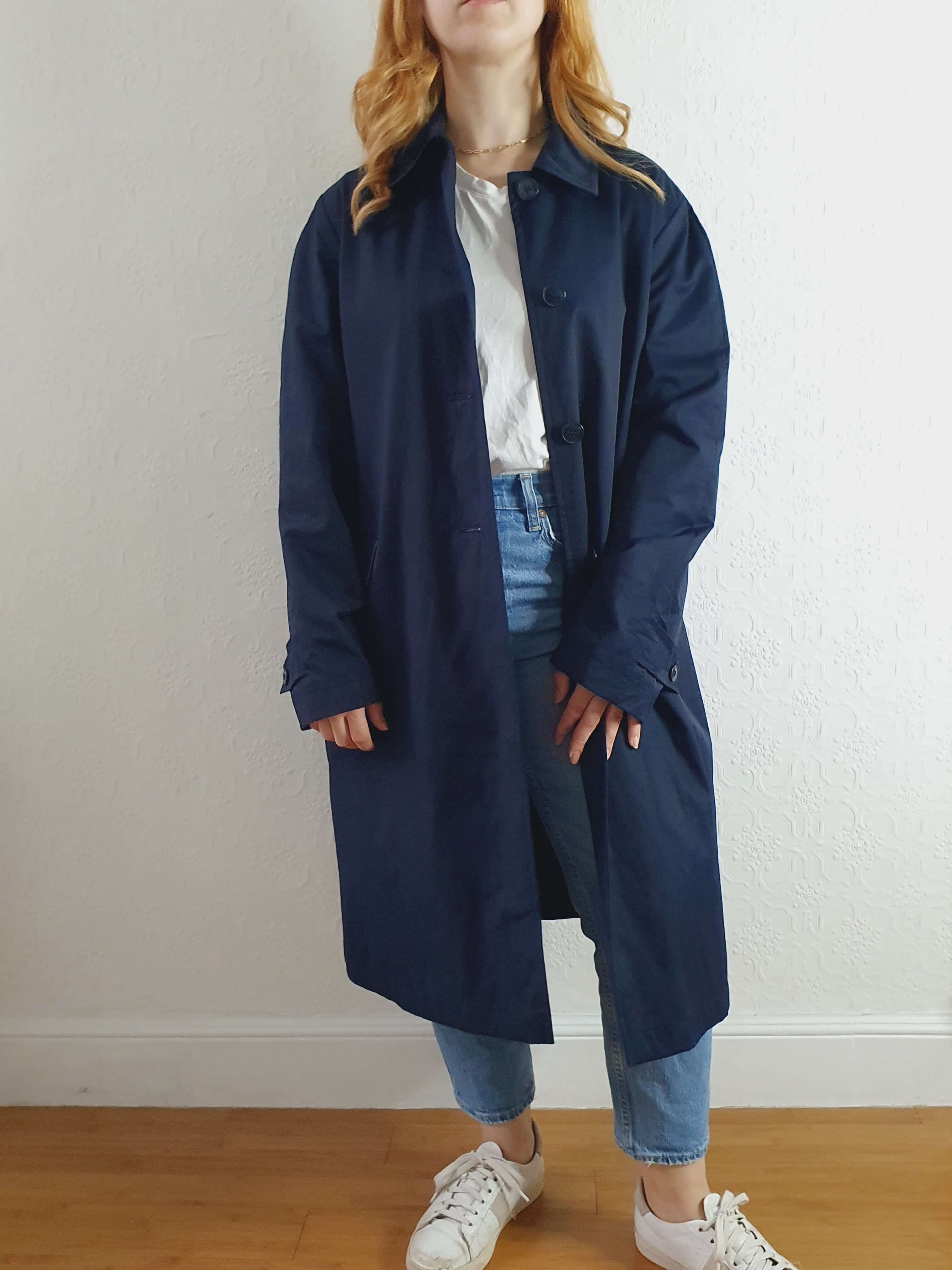Vintage 70s Navy Single Breasted Trench Coat - M/L - Image 4