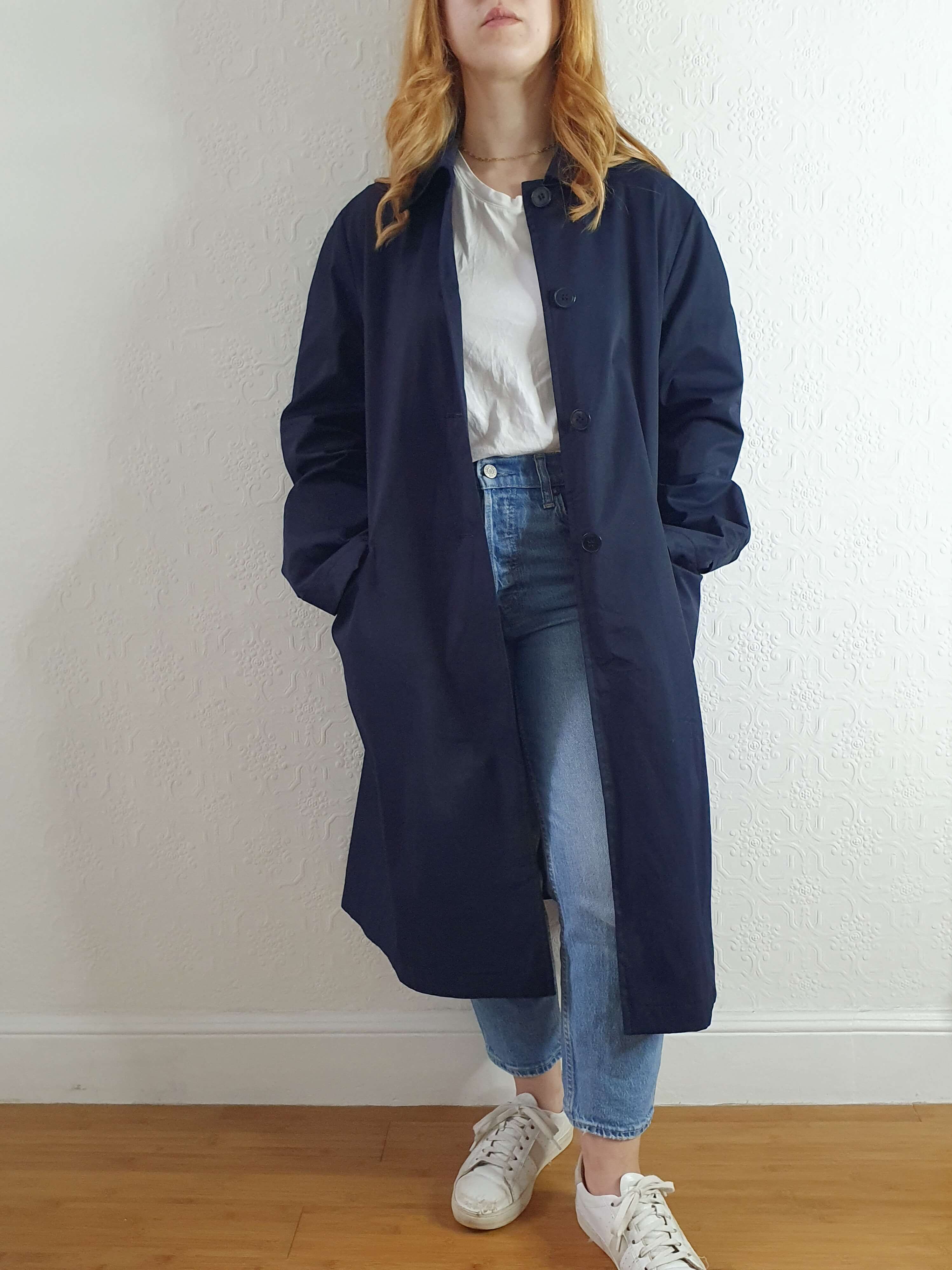 Vintage 70s Navy Single Breasted Trench Coat - M/L - Image 6