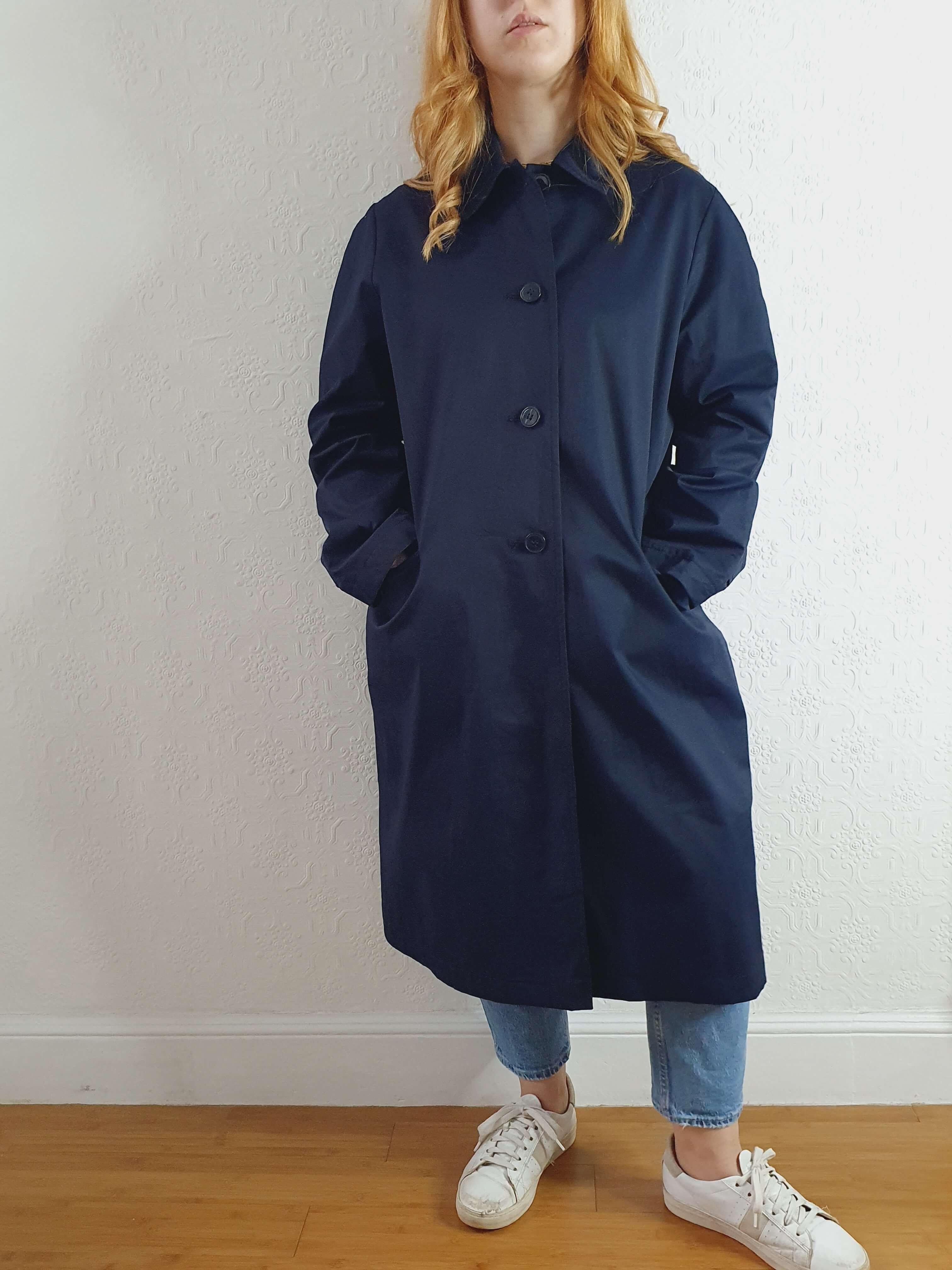Vintage 70s Navy Single Breasted Trench Coat - M/L - Image 7