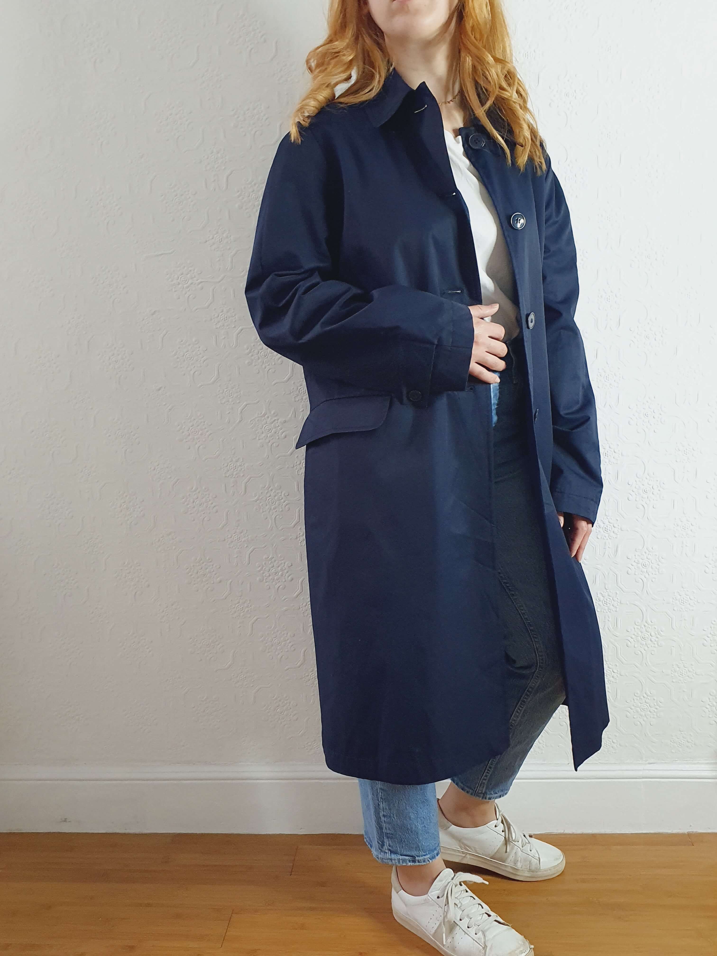 Vintage 70s Navy Single Breasted Trench Coat - M/L - Image 8