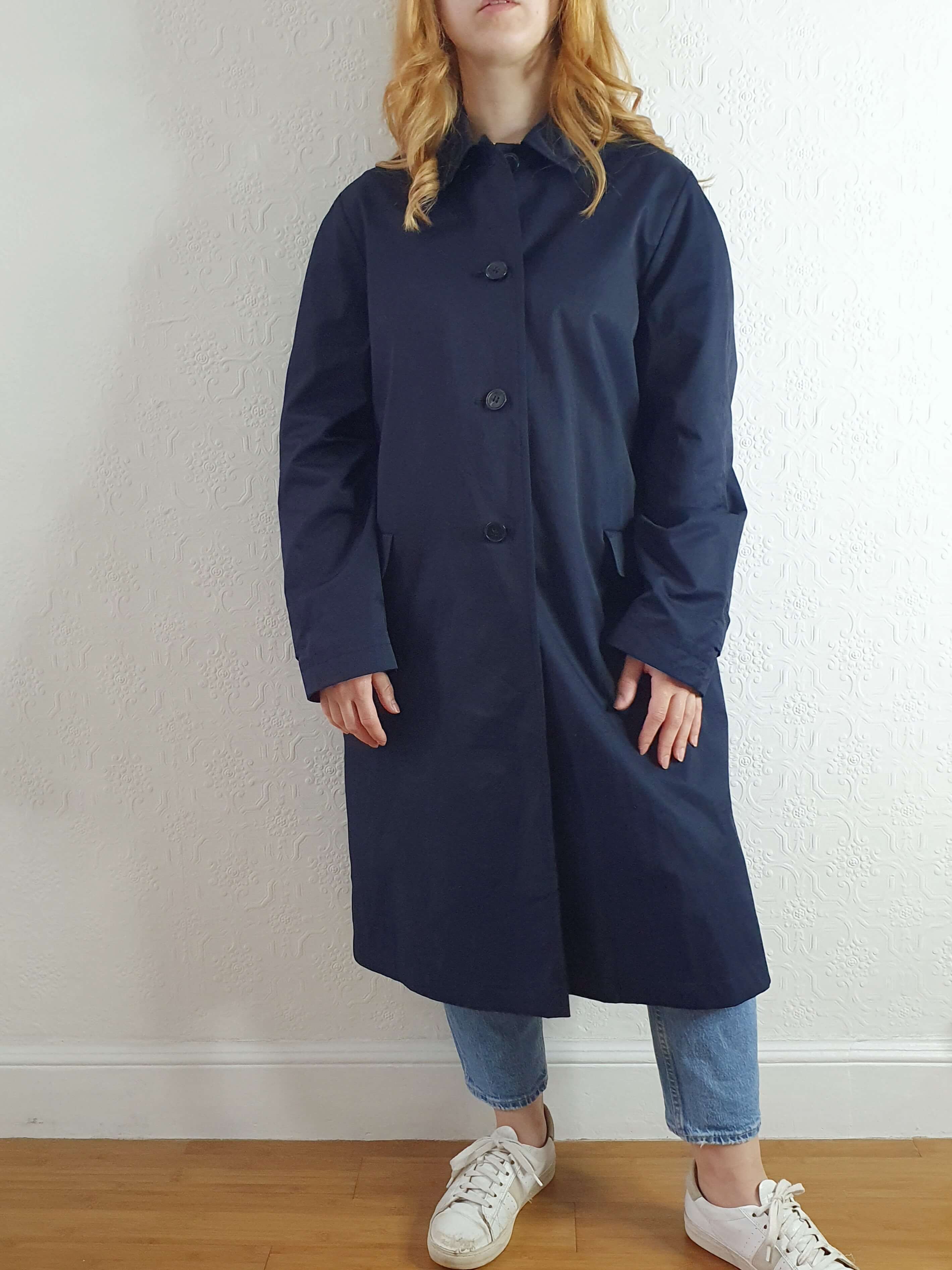 Vintage 70s Navy Single Breasted Trench Coat - M/L - Image 9