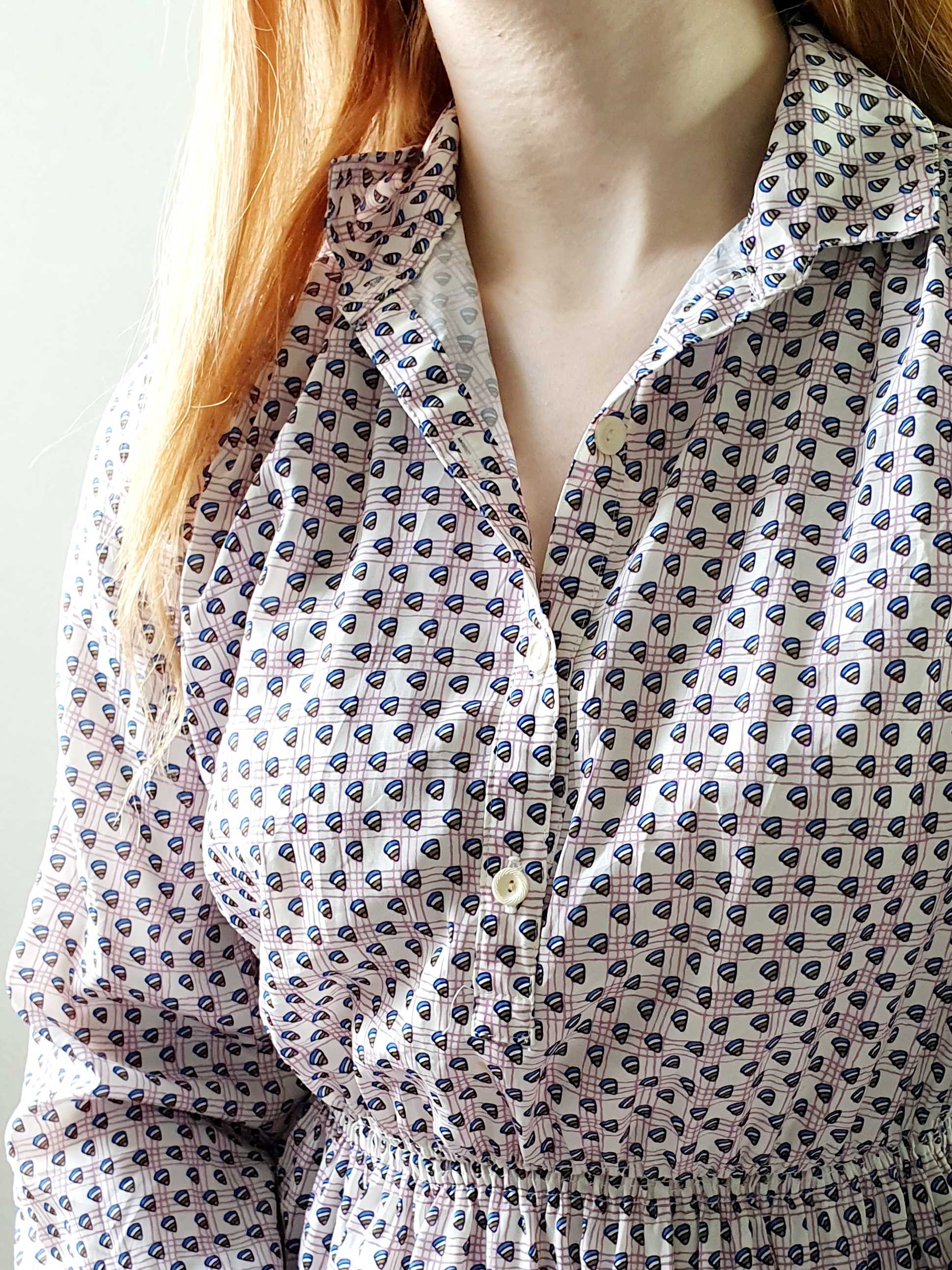 Vintage 70s Pink Check and Abstract Pattern Long Sleeve Shirt Dress - S/M - Image 4