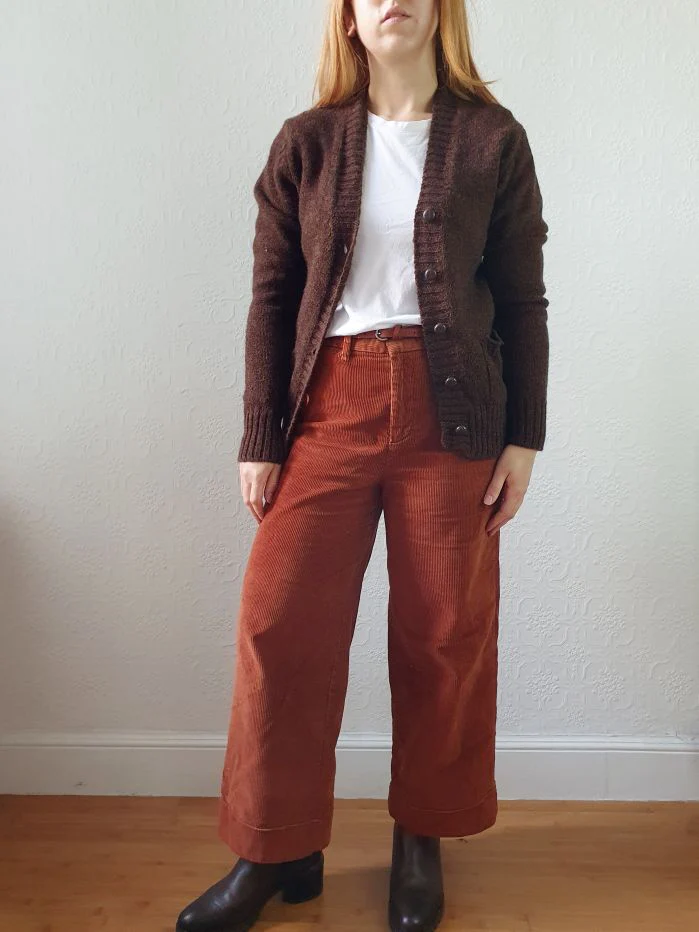 Vintage 70s Pure Wool Knitted Brown V-Neck Cardigan - XS - Image 4