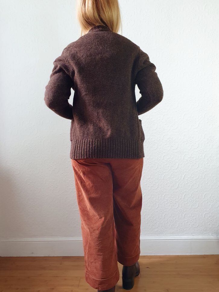 Vintage 70s Pure Wool Knitted Brown V-Neck Cardigan - XS - Image 7