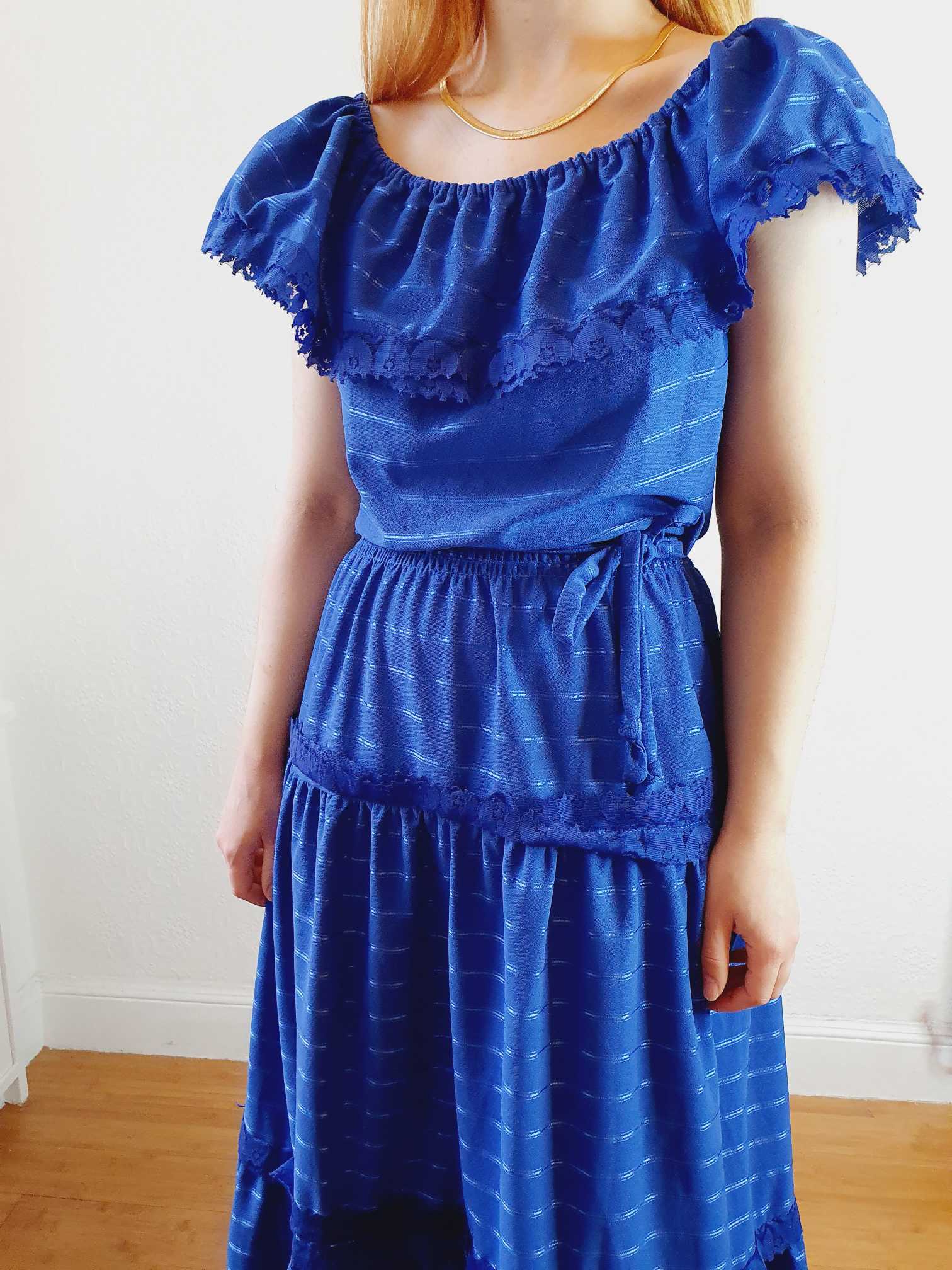 Vintage 70s Royal Blue Maxi Dress - M - Image 6
