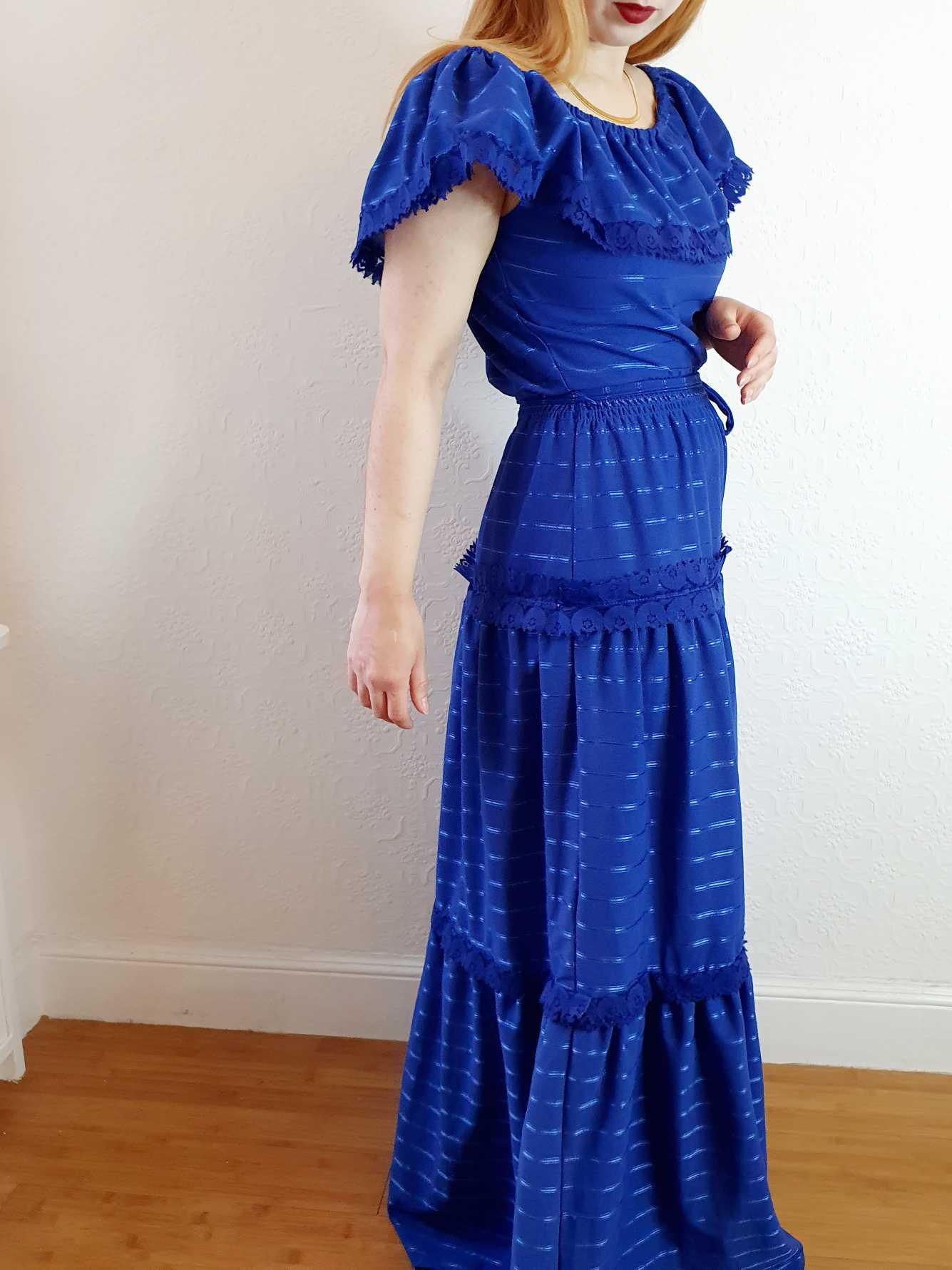Vintage 70s Royal Blue Maxi Dress - M - Image 8