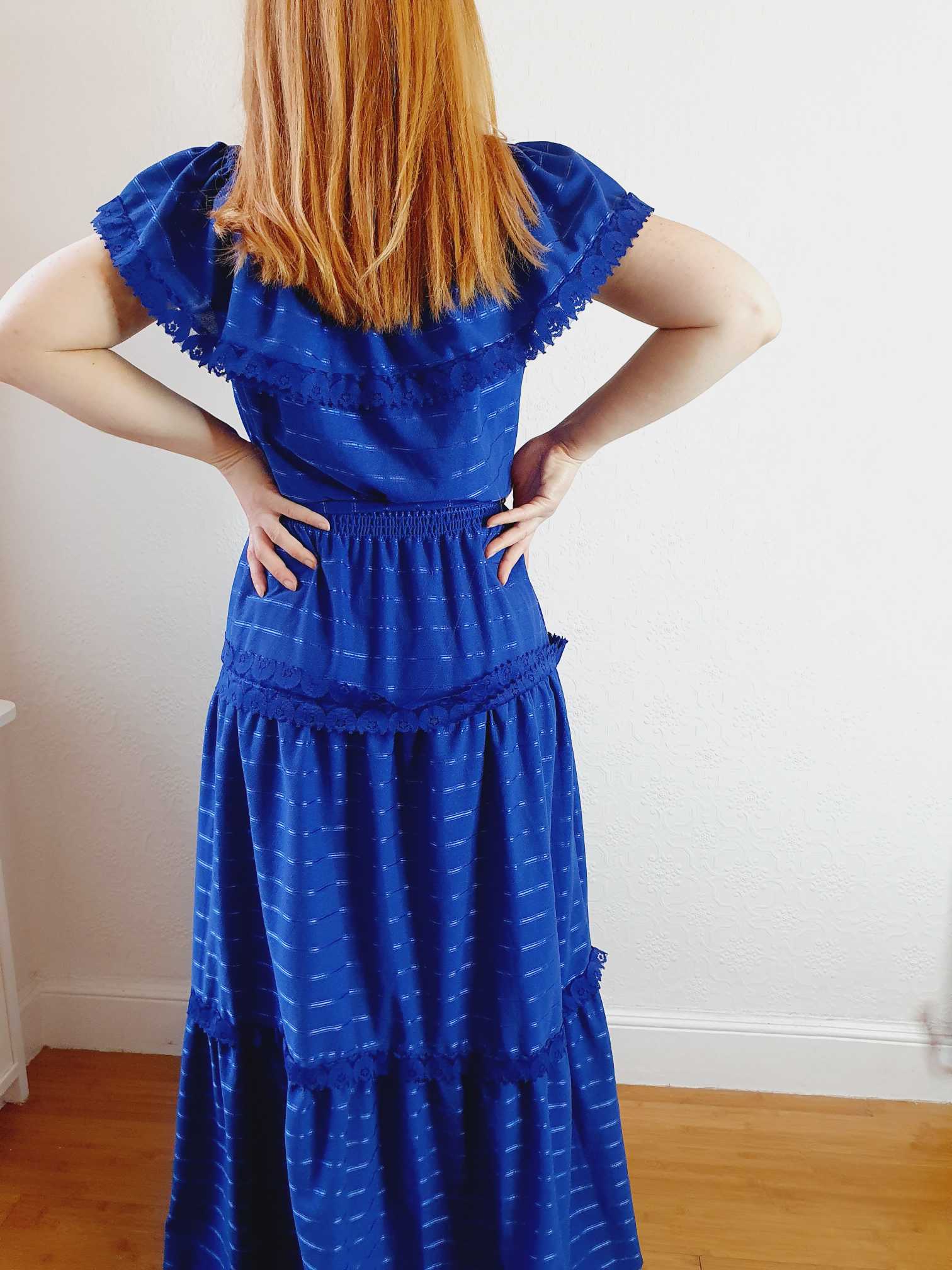 Vintage 70s Royal Blue Maxi Dress - M - Image 9