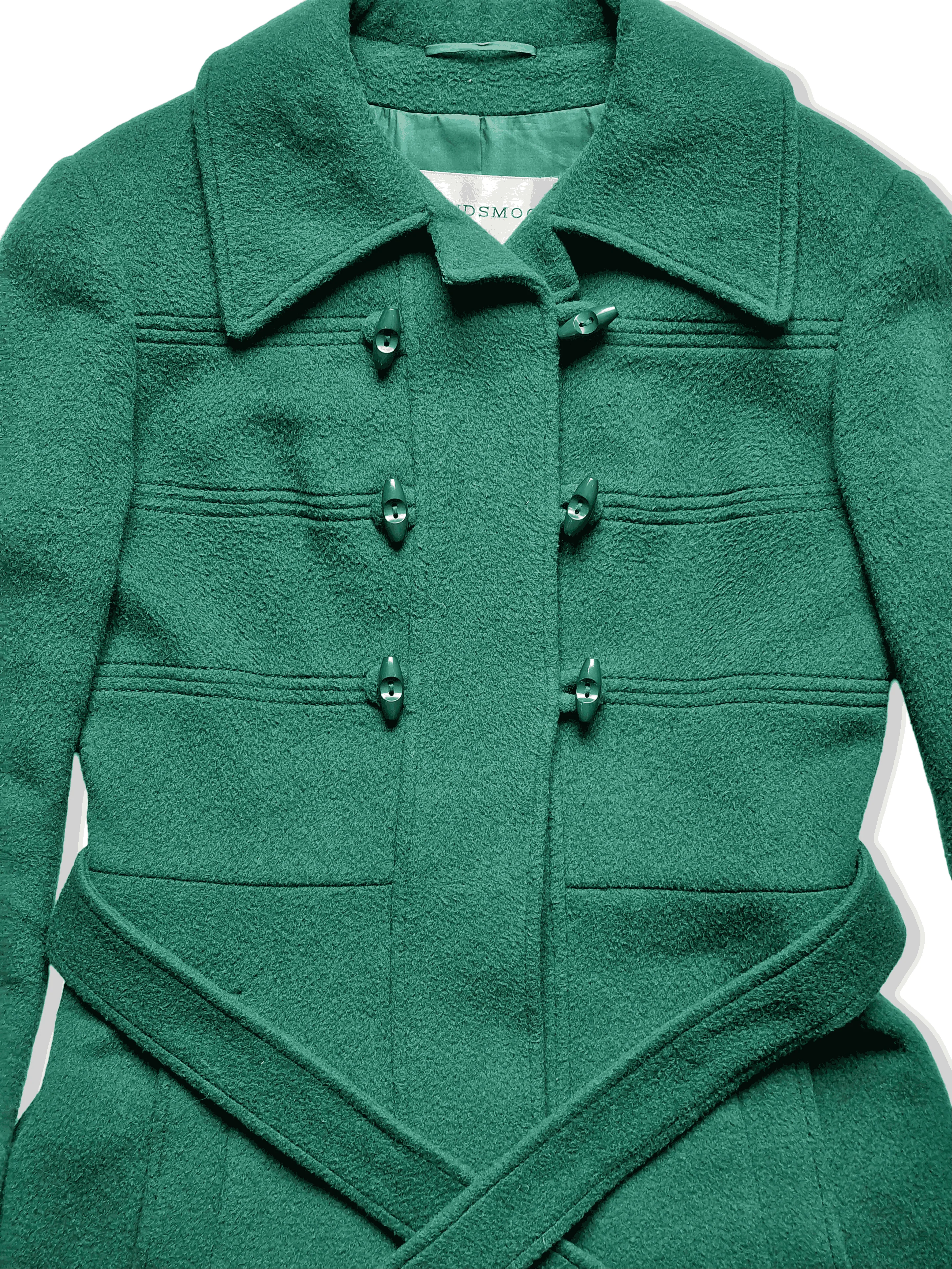 Vintage 70s Turquoise Green Pure Wool Coat - XS - Image 3