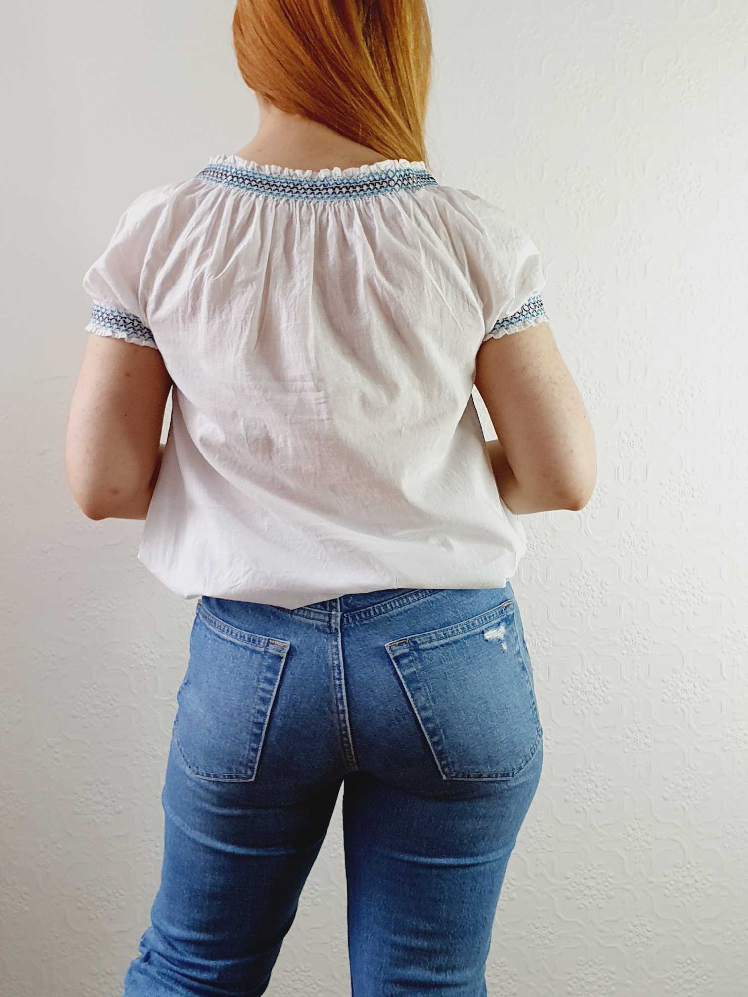 Vintage 70s White Cotton Embroidered Folk Blouse - S - Image 7