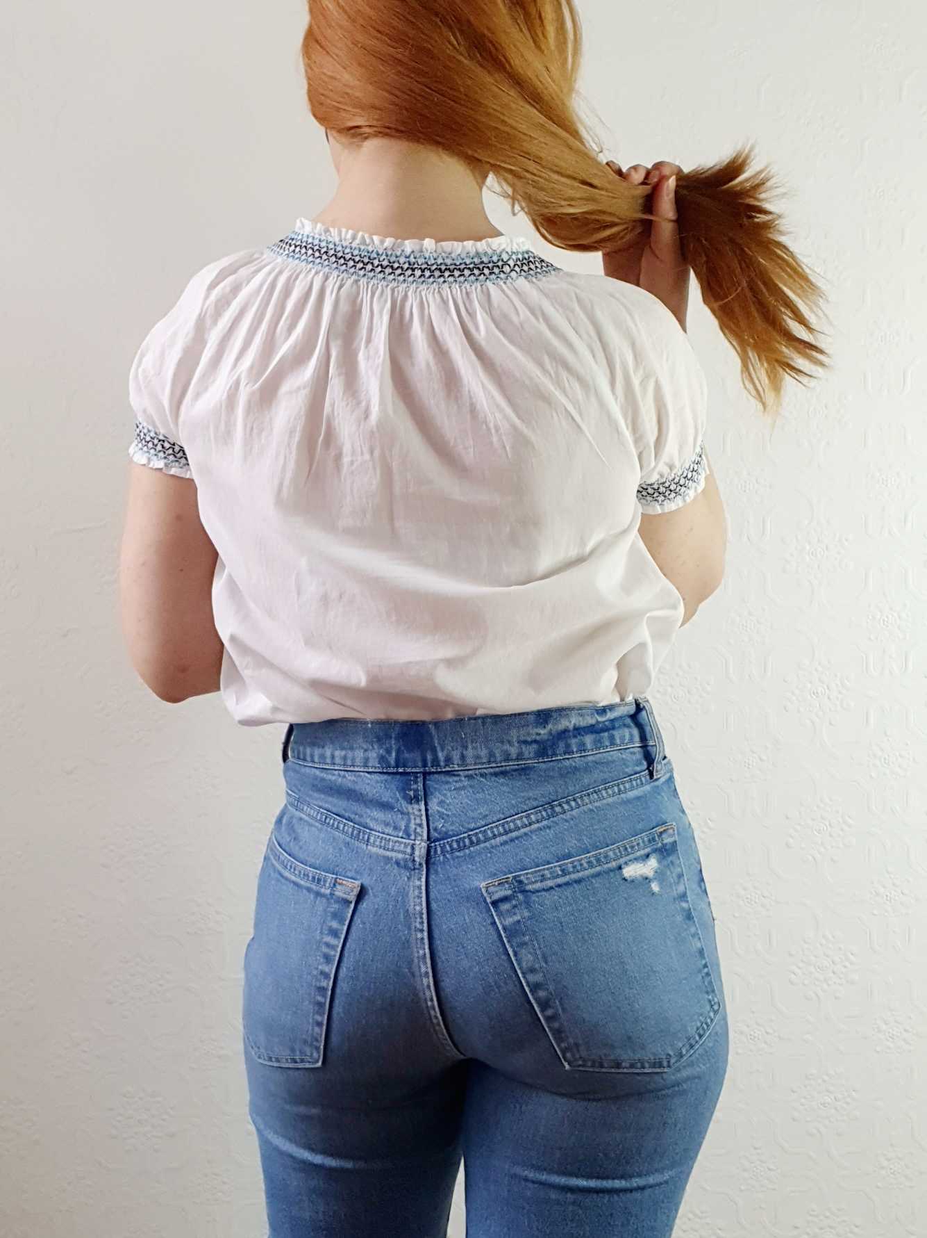 Vintage 70s White Cotton Embroidered Folk Blouse - S - Image 8