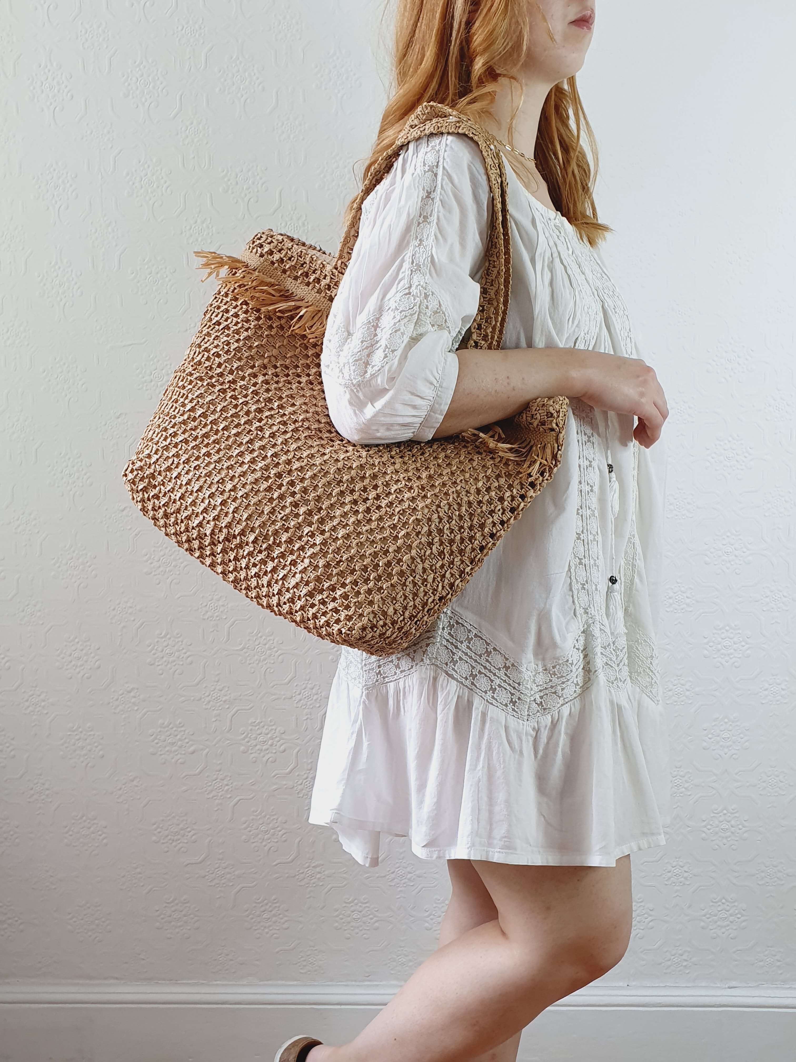 Vintage 70s White Cotton & Lace Kaftan Dress with 3/4 Sleeves - XS/S/M - Image 12