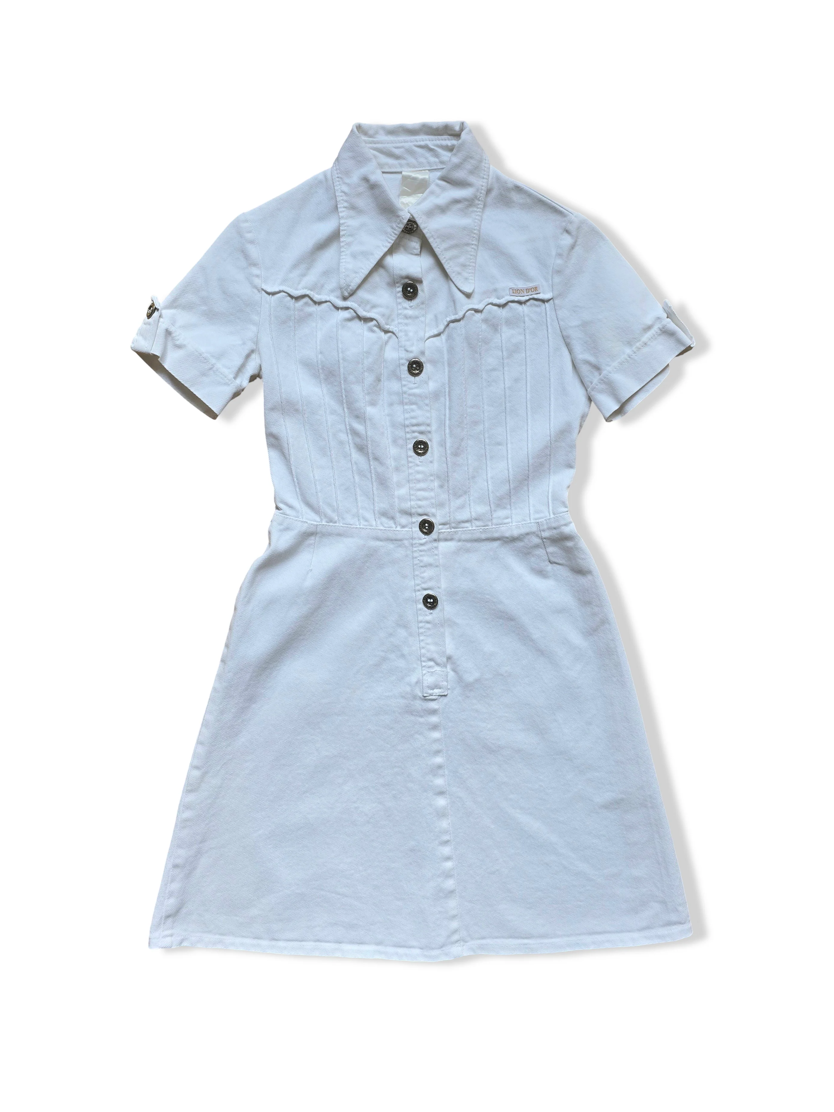 Vintage 70s White Denim Button Up Dress - XS/S - Image 2