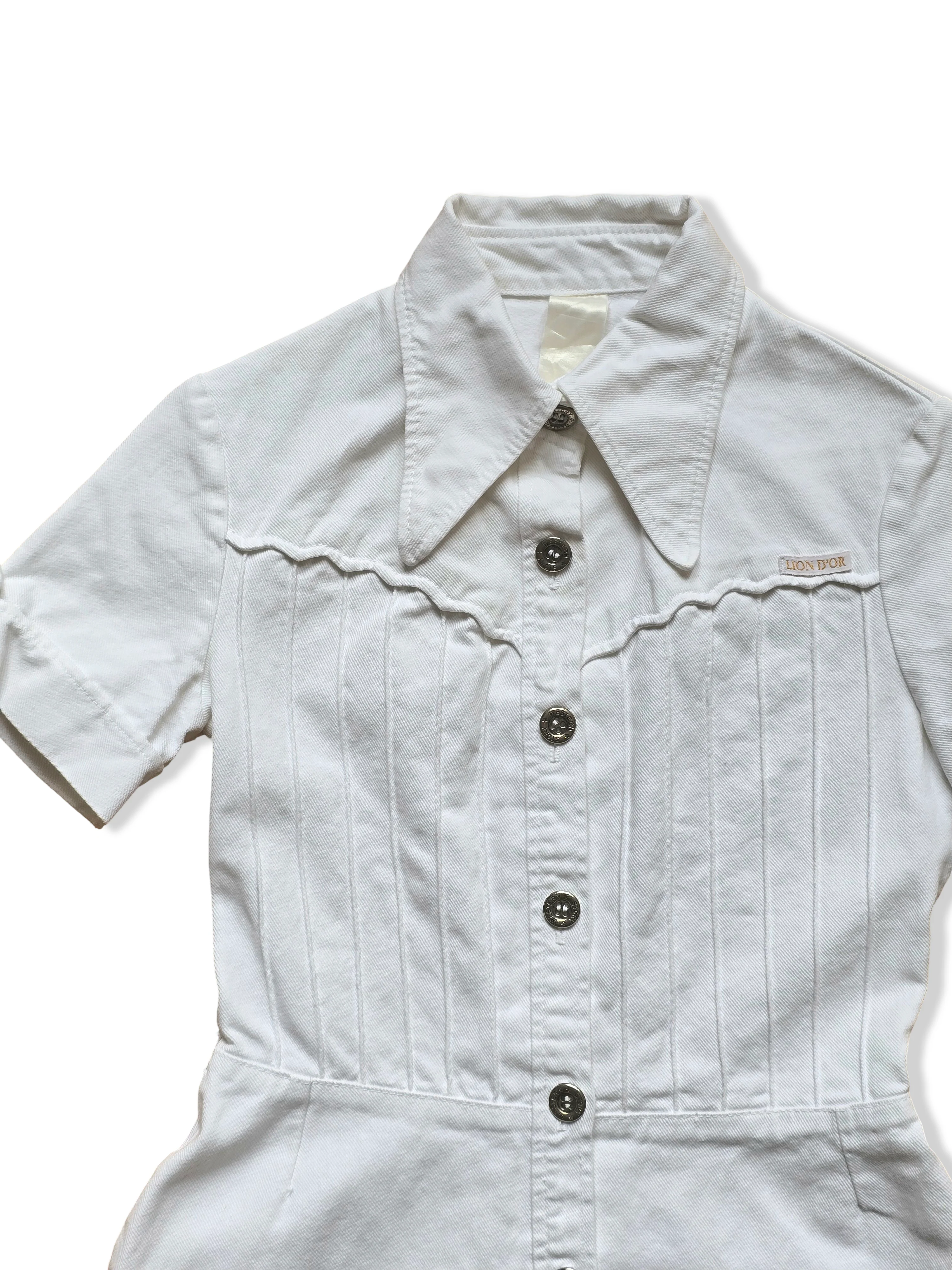 Vintage 70s White Denim Button Up Dress - XS/S - Image 3