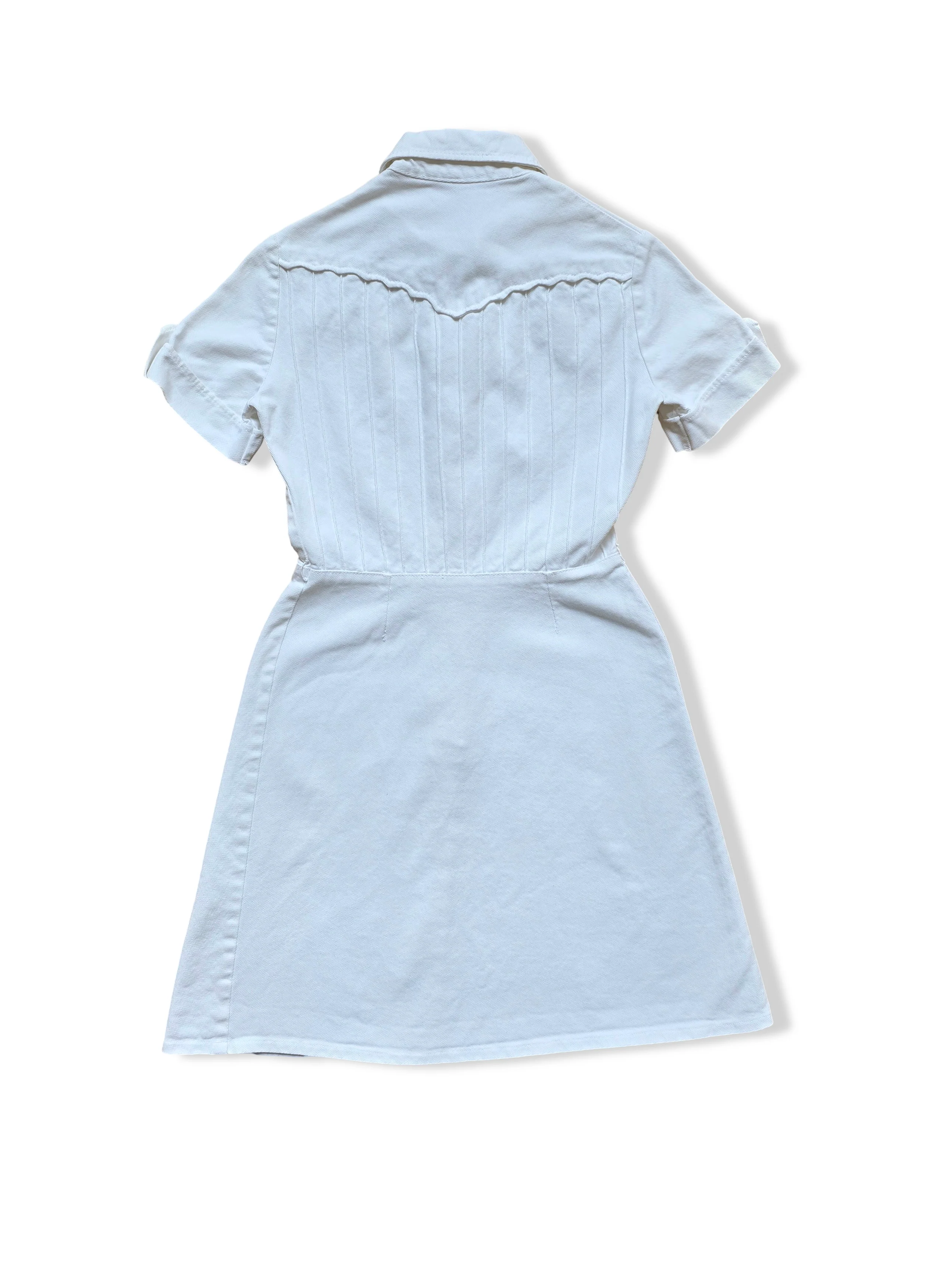 Vintage 70s White Denim Button Up Dress - XS/S - Image 4